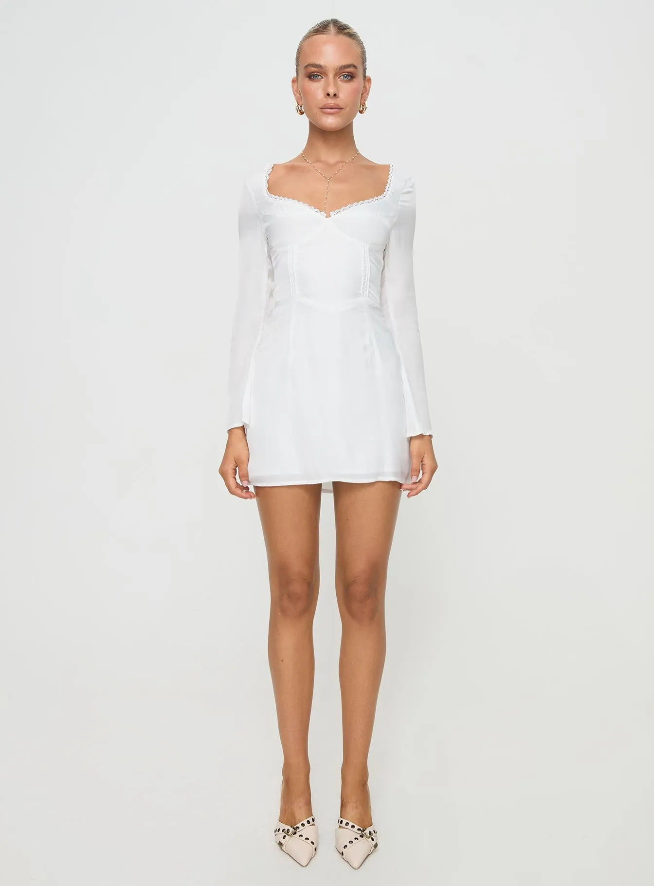 Lyna Long Sleeve Mini Dress White