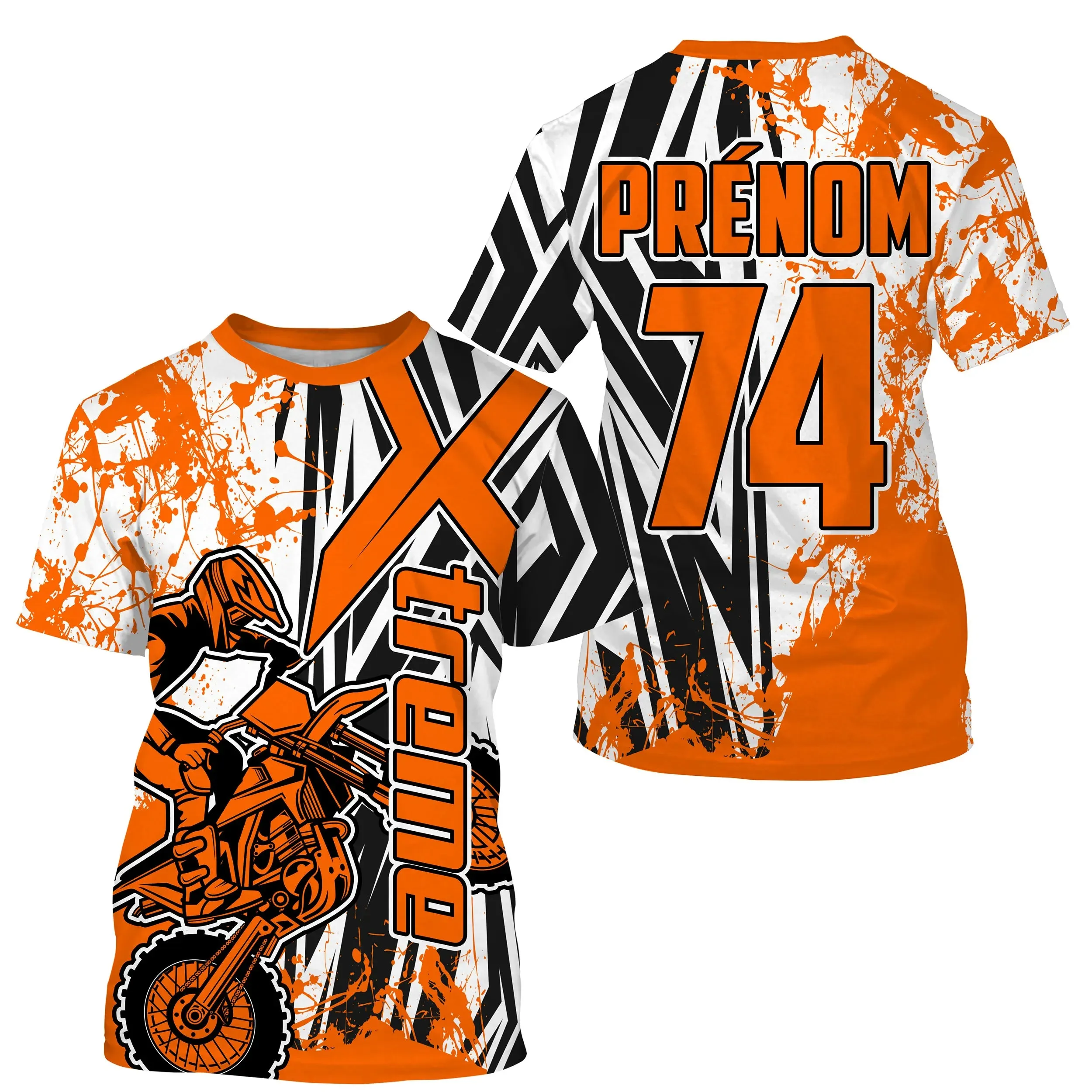 Maillot Cross Dirt Bike Personnalisé Orange, Cadeau Original Pilote Tout-Terrain - MZ28122210