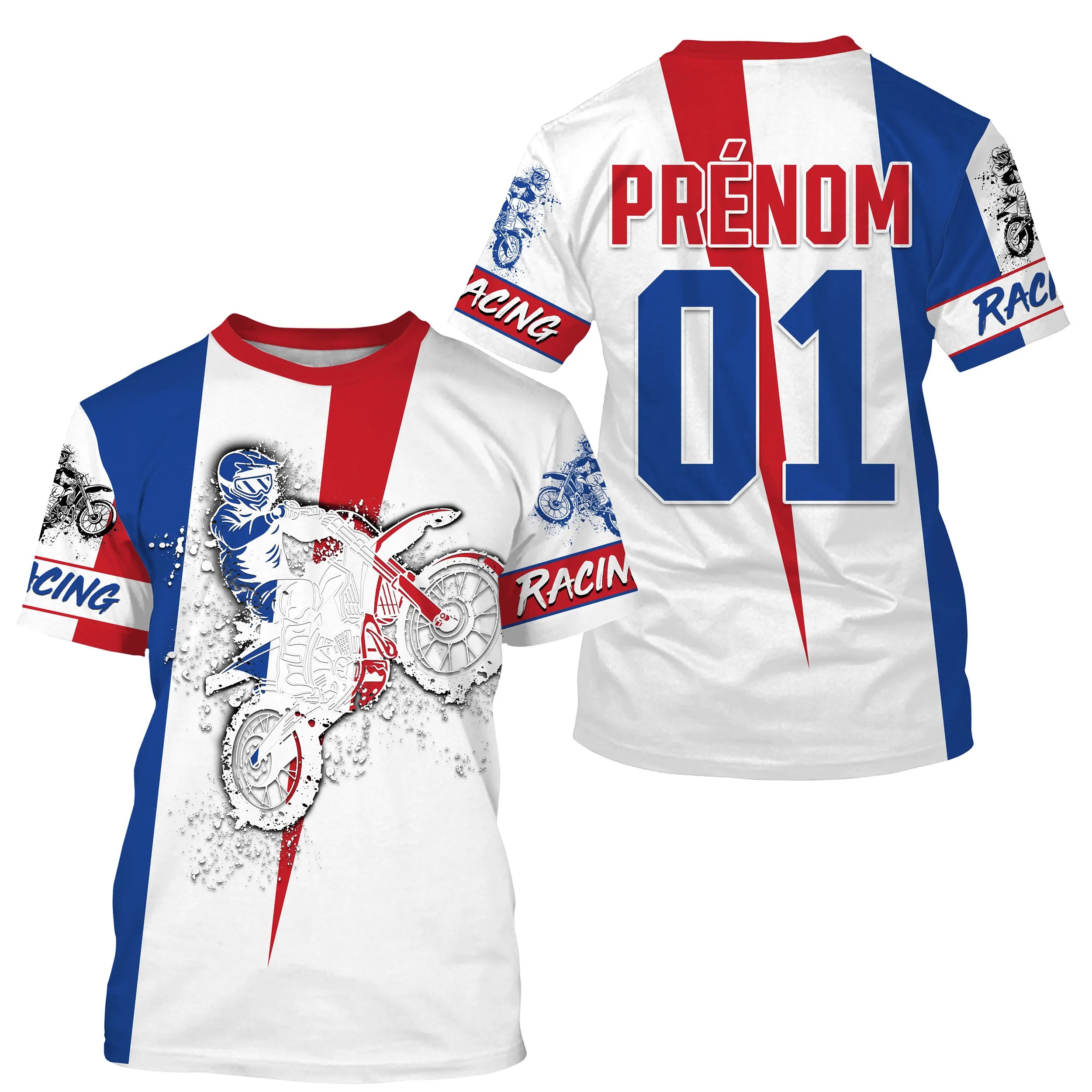 Maillot Cross Protection UV Personnalisé, Motocross Passion, Drapeau Franais - CT19122231