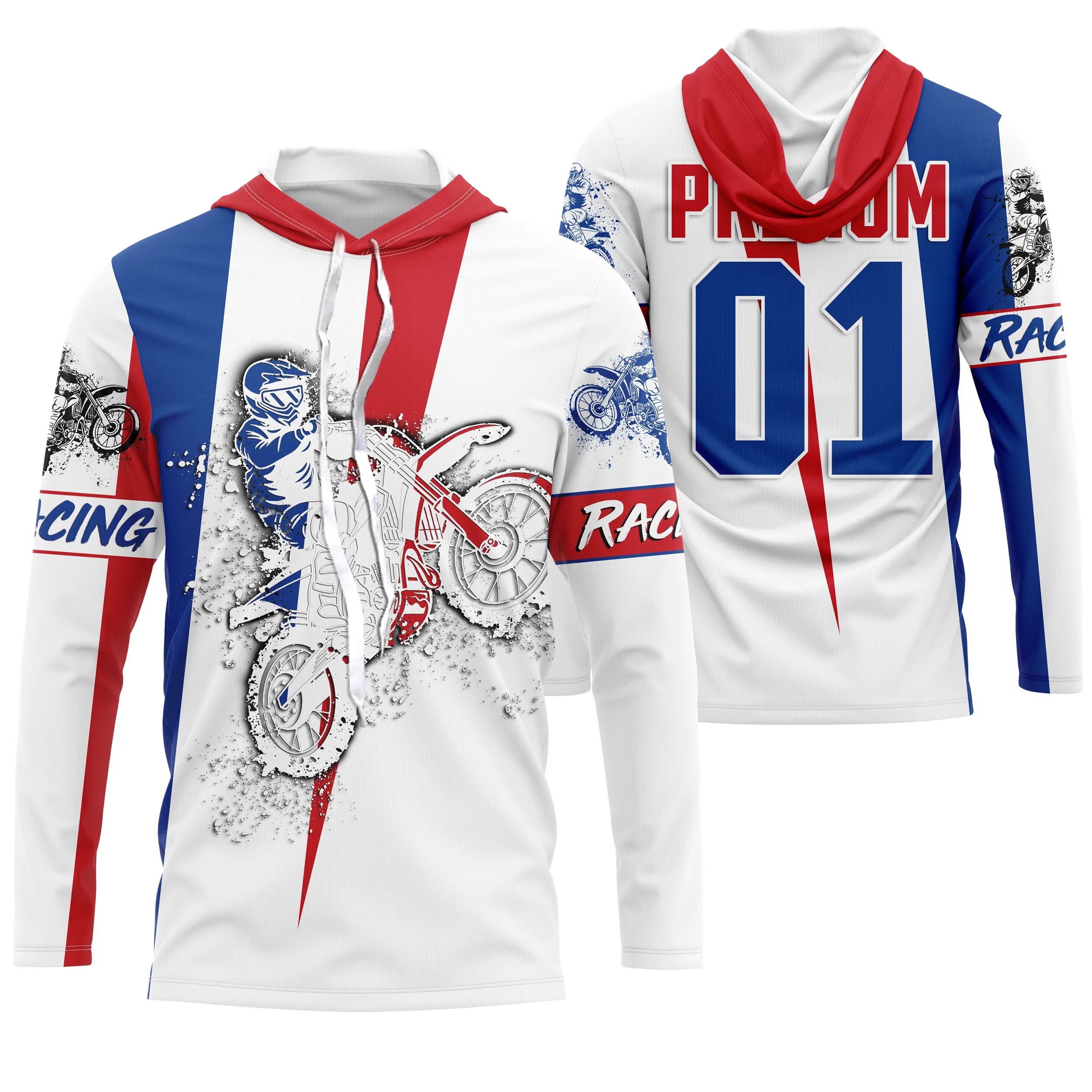 Maillot Cross Protection UV Personnalisé, Motocross Passion, Drapeau Franais - CT19122231