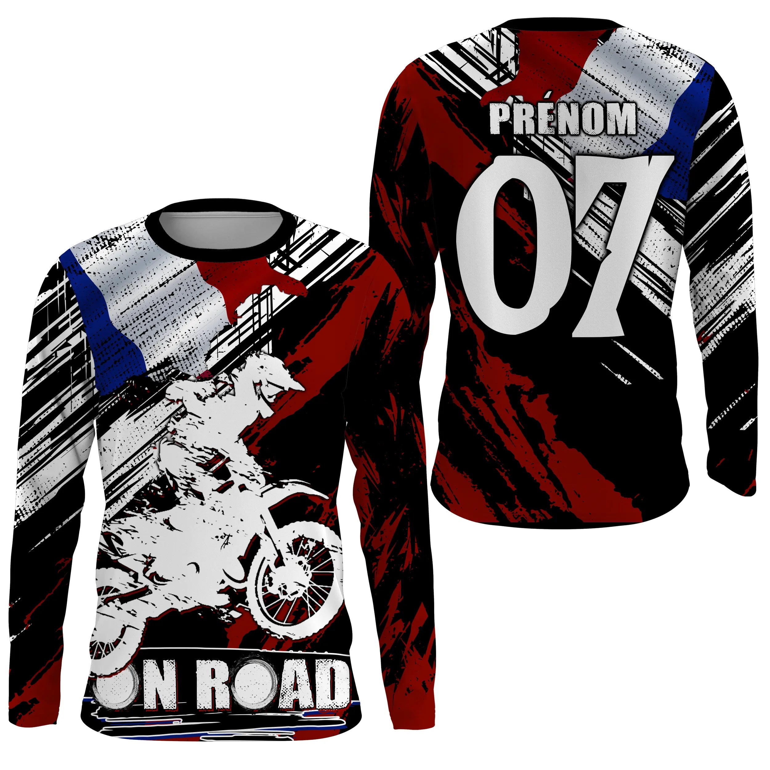 Maillot Cross Protection UV Personnalisé, MX Passion, On Road, Drapeau Franais - CT19122229