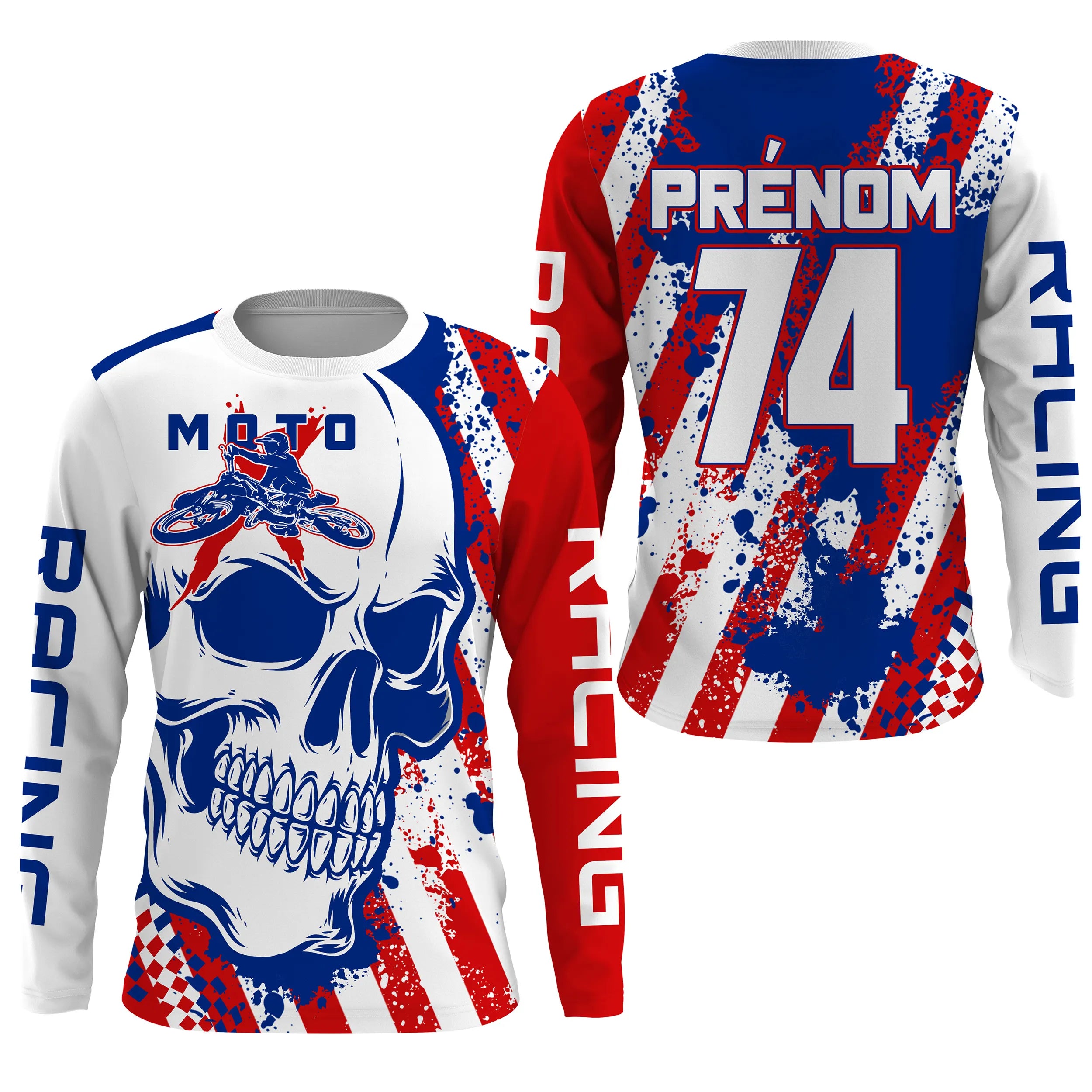 Maillot Cross Protection UV Personnalisé, MX Racing Passion, Drapeau Franais - CT19122230