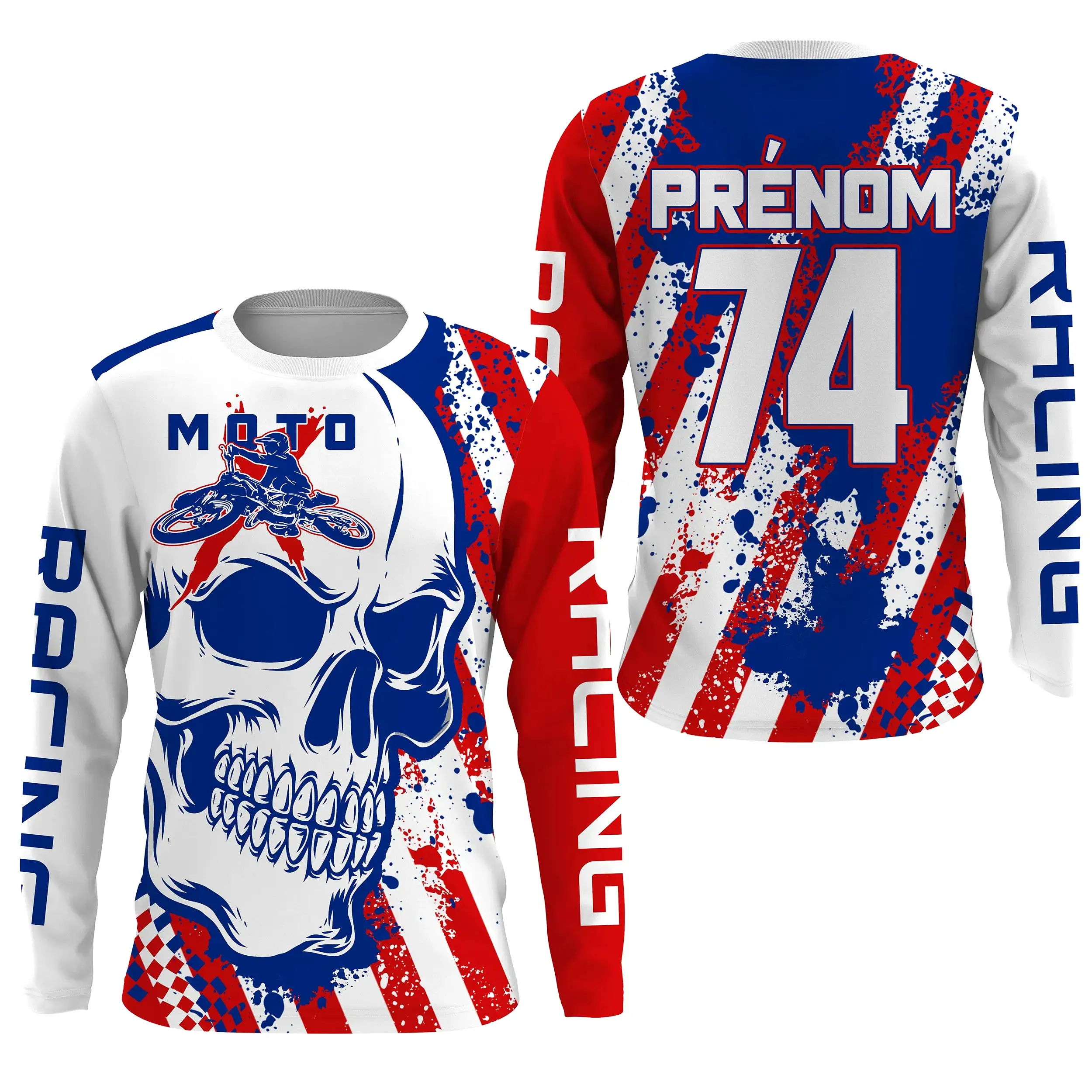 Maillot Cross Protection UV Personnalisé, MX Racing Passion, Drapeau Franais - CT19122230