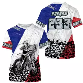 Maillot Cross Protection UV Personnalisé, MX Tout-Terrain, Dirt Bike Racing, Drapeau Franais - CT19122232