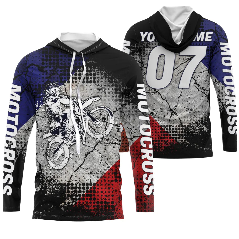 Maillot Cross Protection UV Personnalisé, MX Tout-Terrain, Drapeau Franais - CT19122228