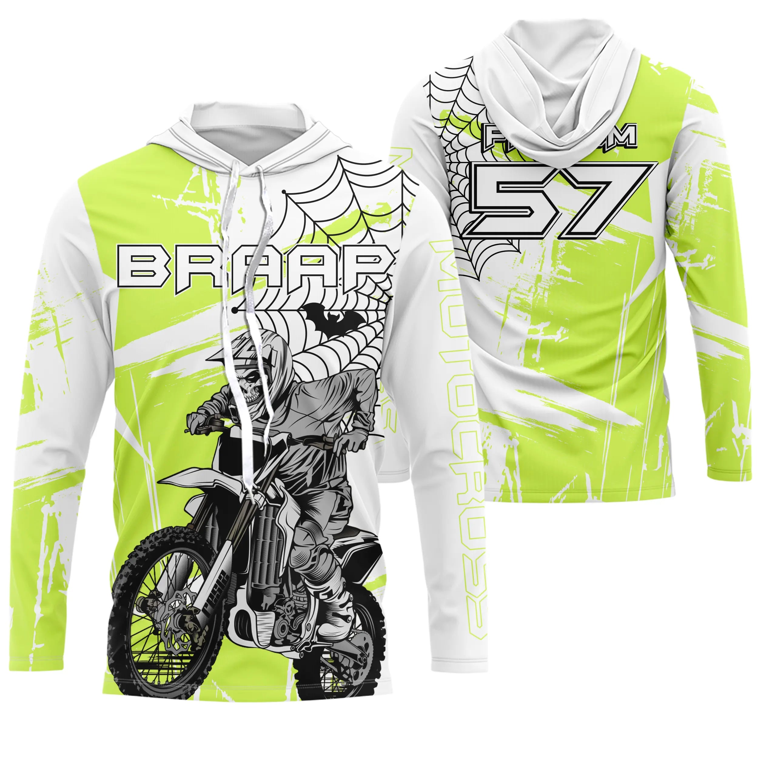 Maillot Cross Protection UV Vert, Cadeau Personnalisé Pilote Moto Cross - 26122206MZ