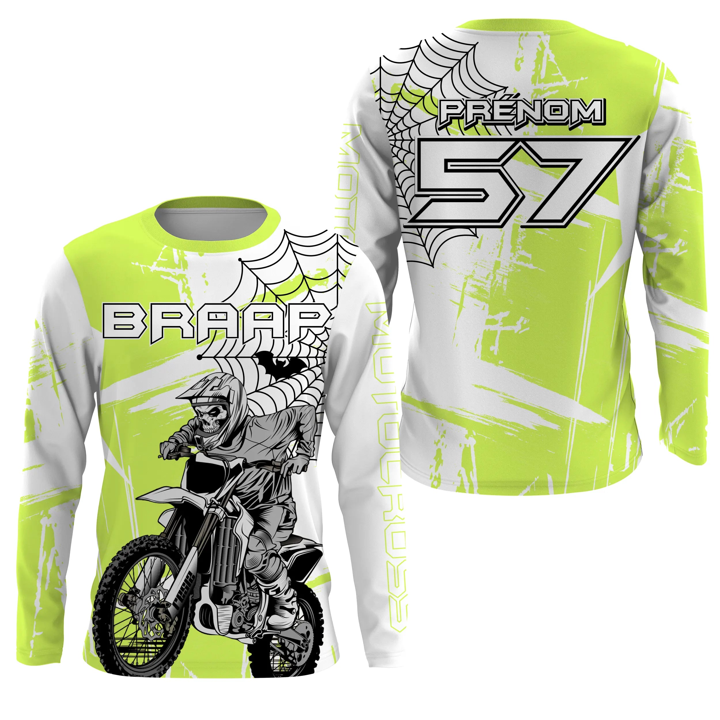 Maillot Cross Protection UV Vert, Cadeau Personnalisé Pilote Moto Cross - 26122206MZ