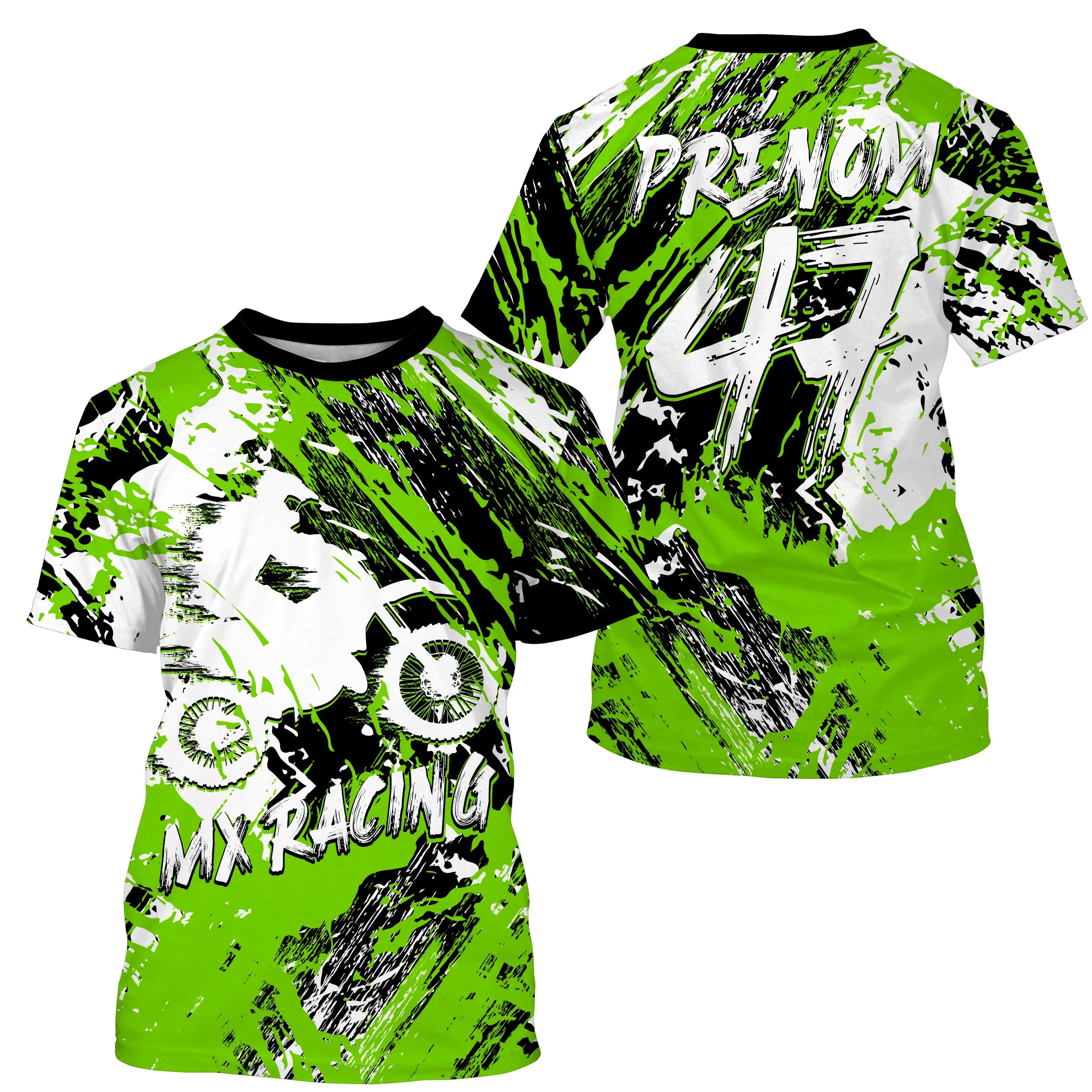 Maillot Cross Protection UV Vert, Cadeau Personnalisé Pilote Moto Cross, Courses MX - 26122203MZ