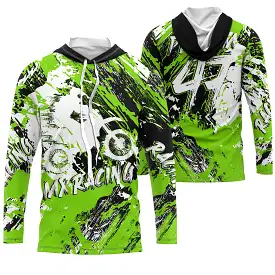 Maillot Cross Protection UV Vert, Cadeau Personnalisé Pilote Moto Cross, Courses MX - 26122203MZ