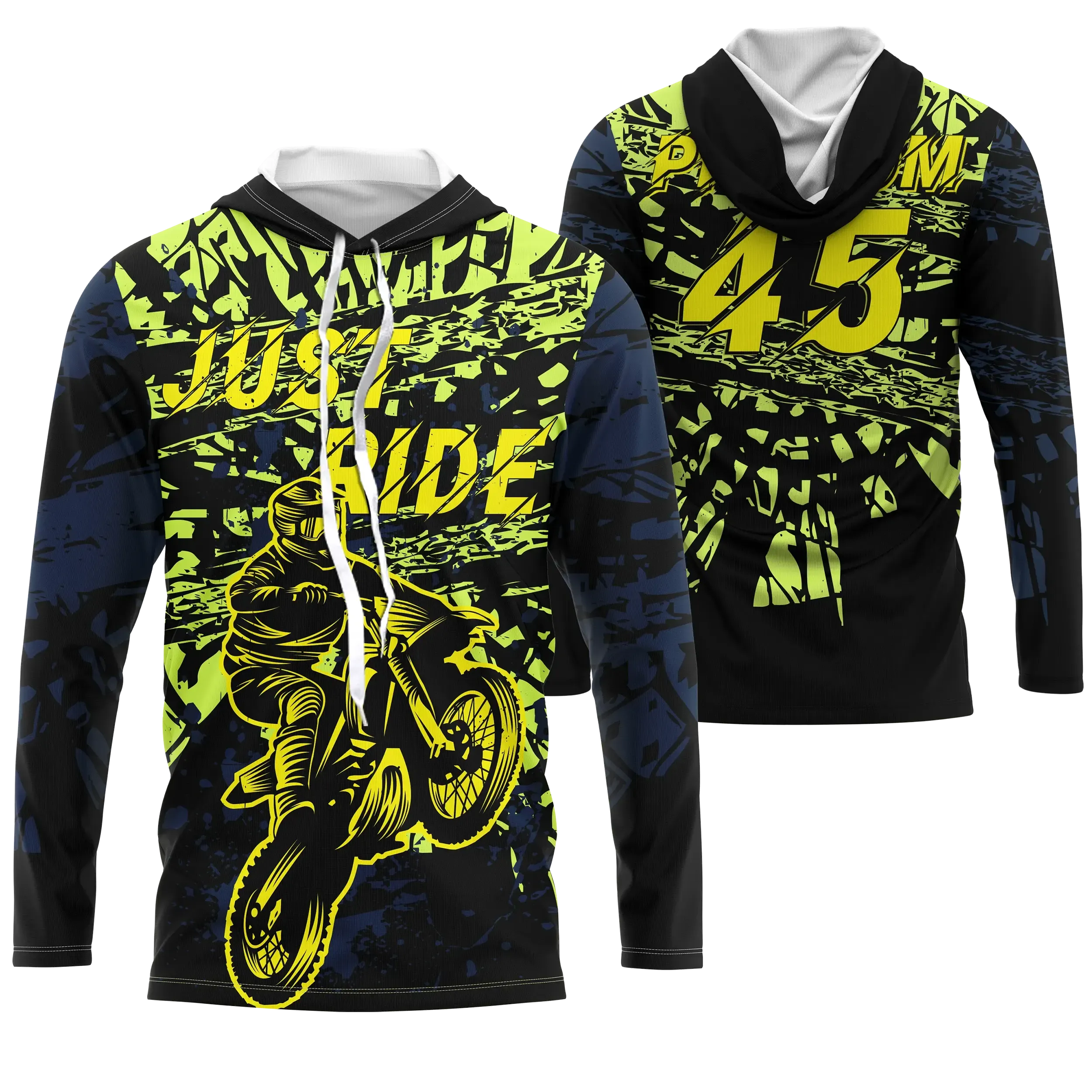 Maillot Cross Protection UV Vert Jaune, Cadeau Personnalisé Fan Moto Tout-Terrain - CT20122215