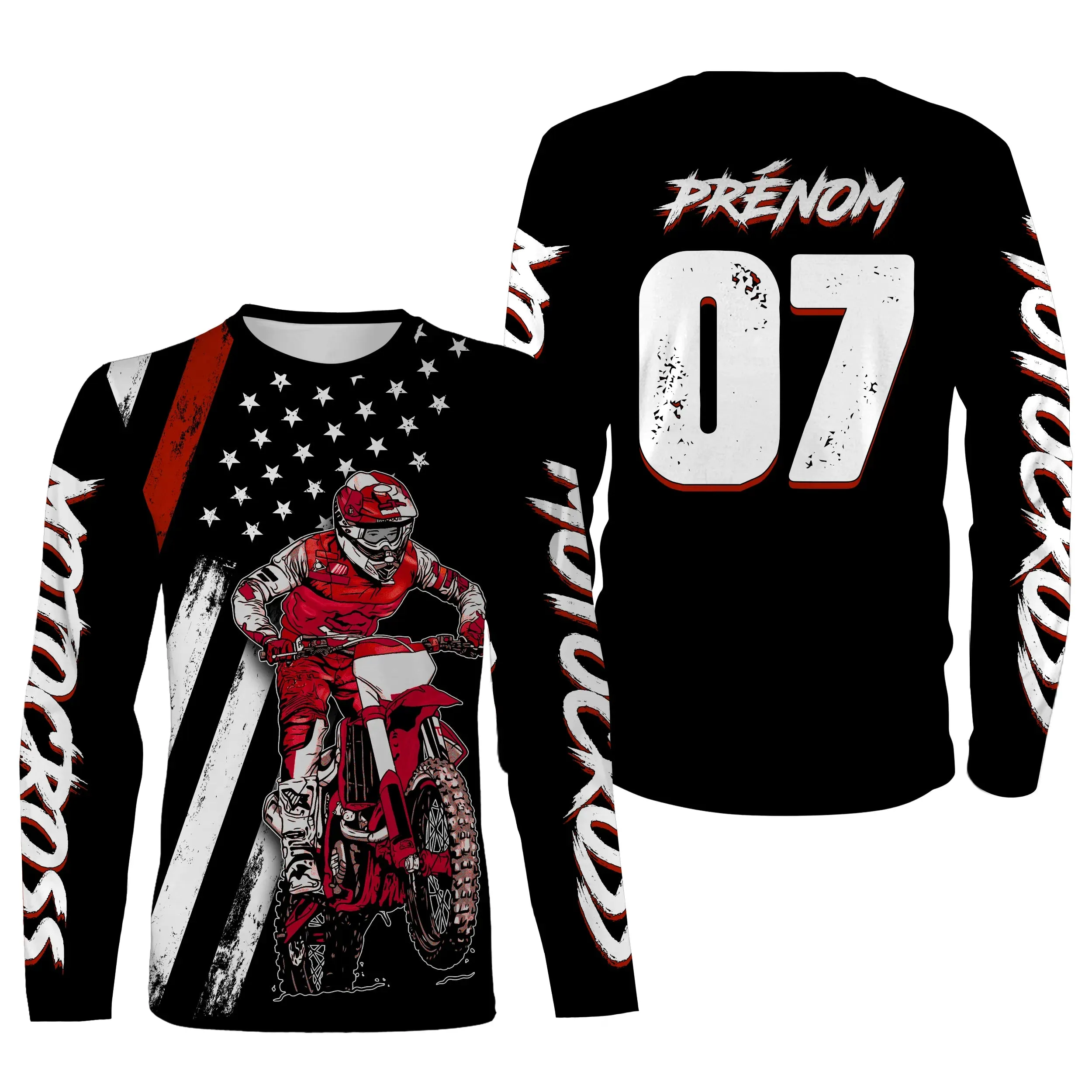 Maillot De Cross MX Racing, Rouge Dirt Bike, Cadeau Personnalisé Fan Motos Tout-Terrain - CT15122232