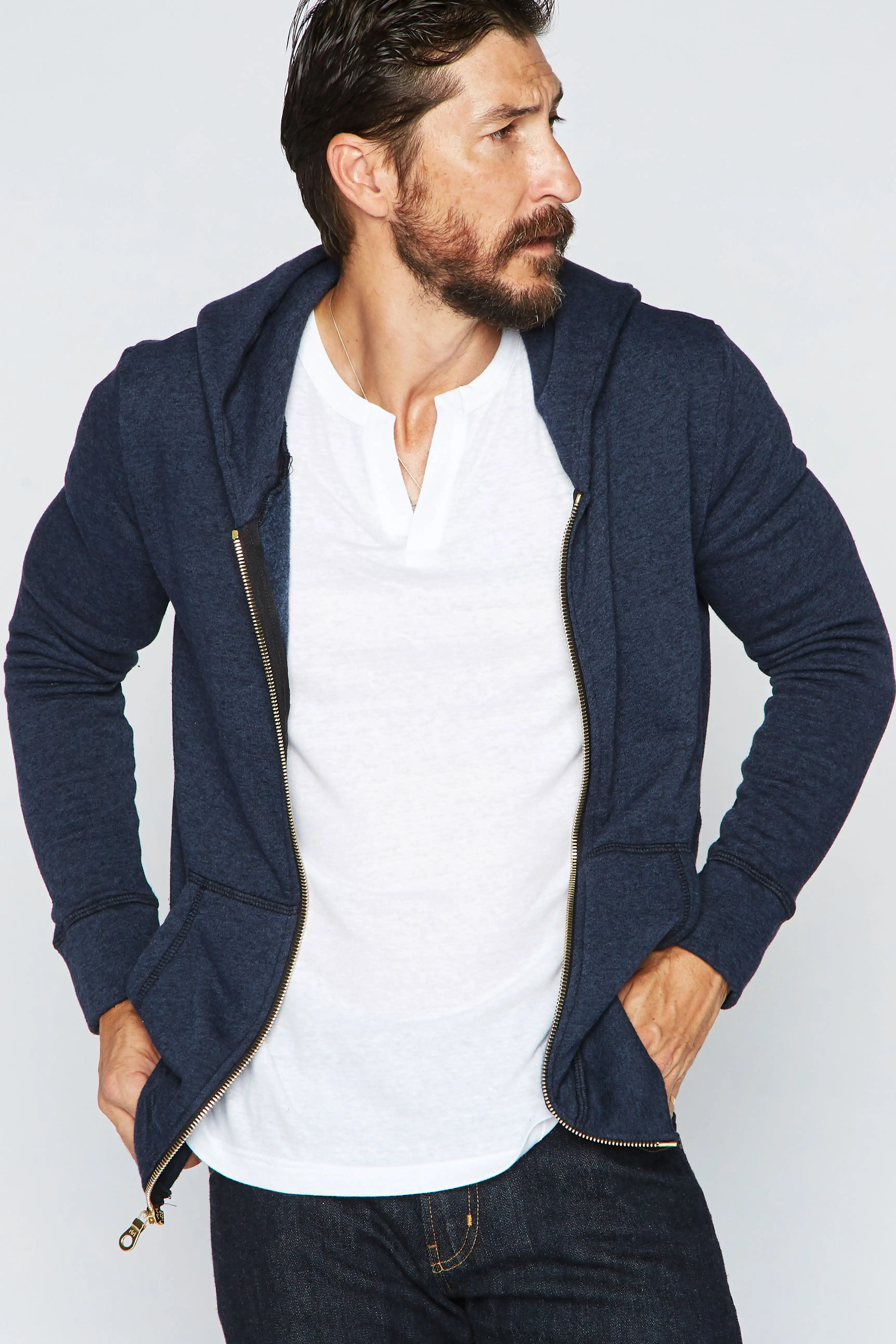 Men's French Terry Zip Front Hoodie