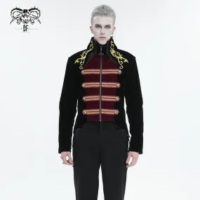 Men's Gothic Totem Embroidered Swallow-tailed Coat Black