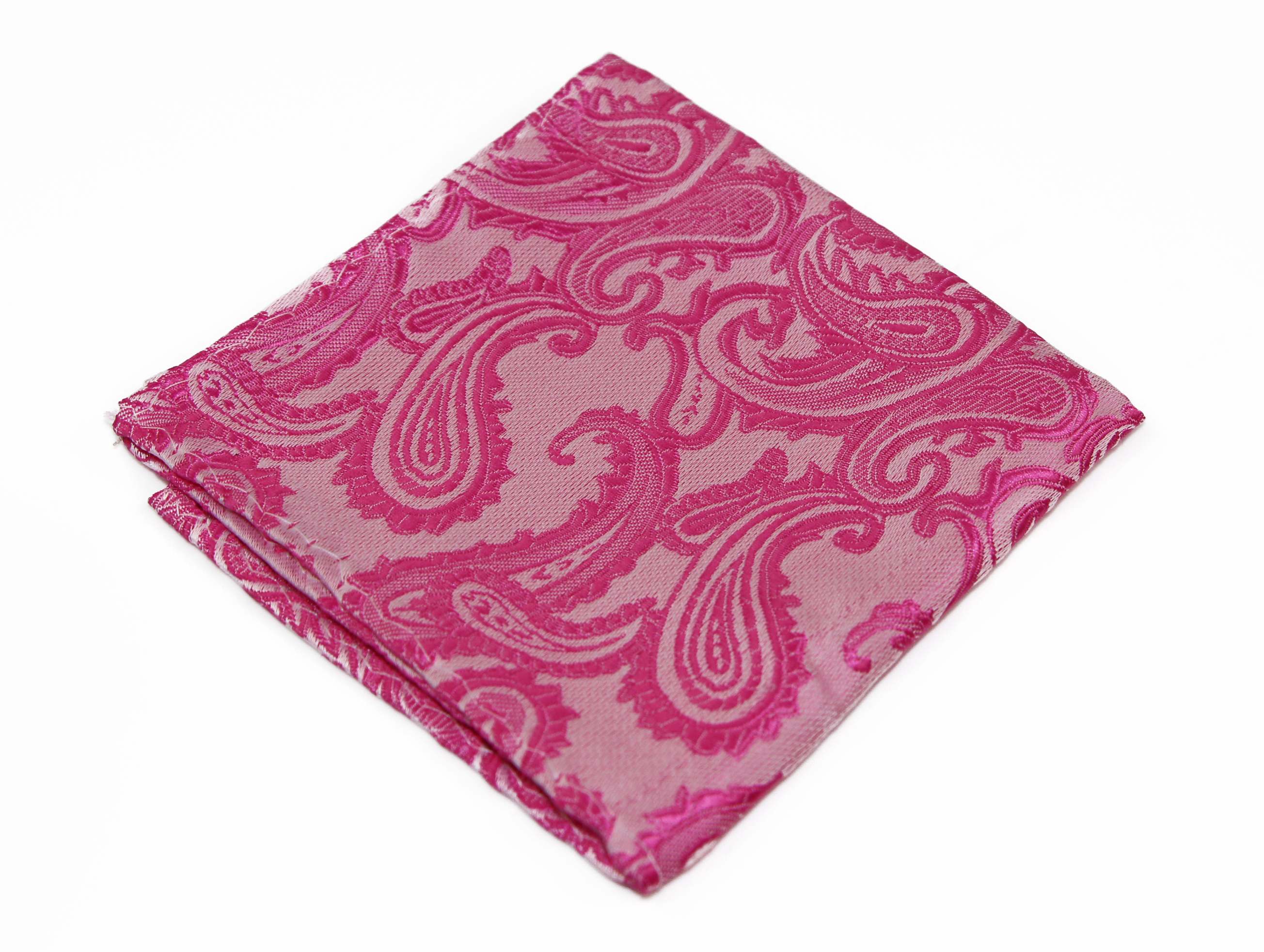 Mens Hot Pink Paisley Pocket Square