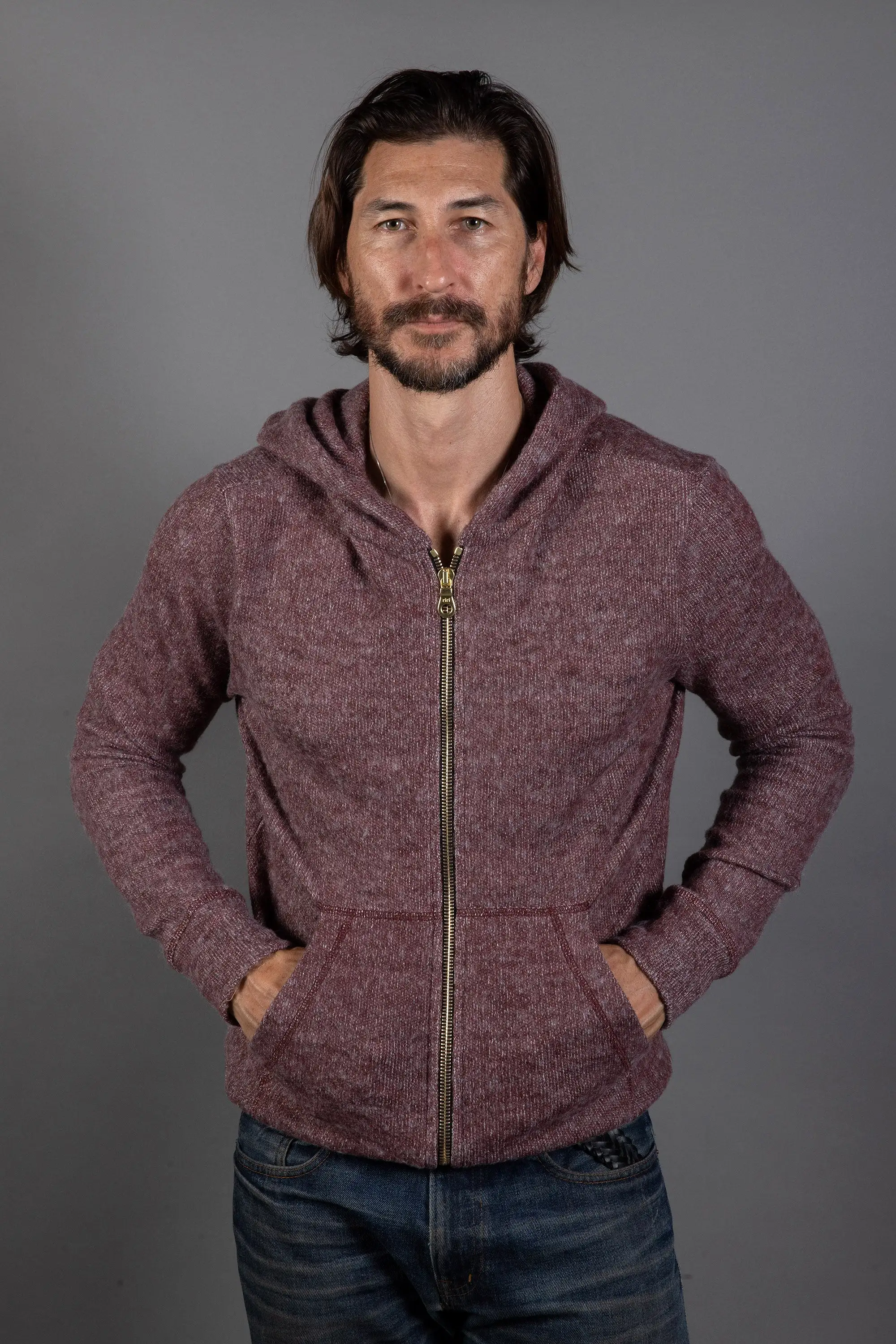 Men's Soft Knit Melange Zip Front Hoodie