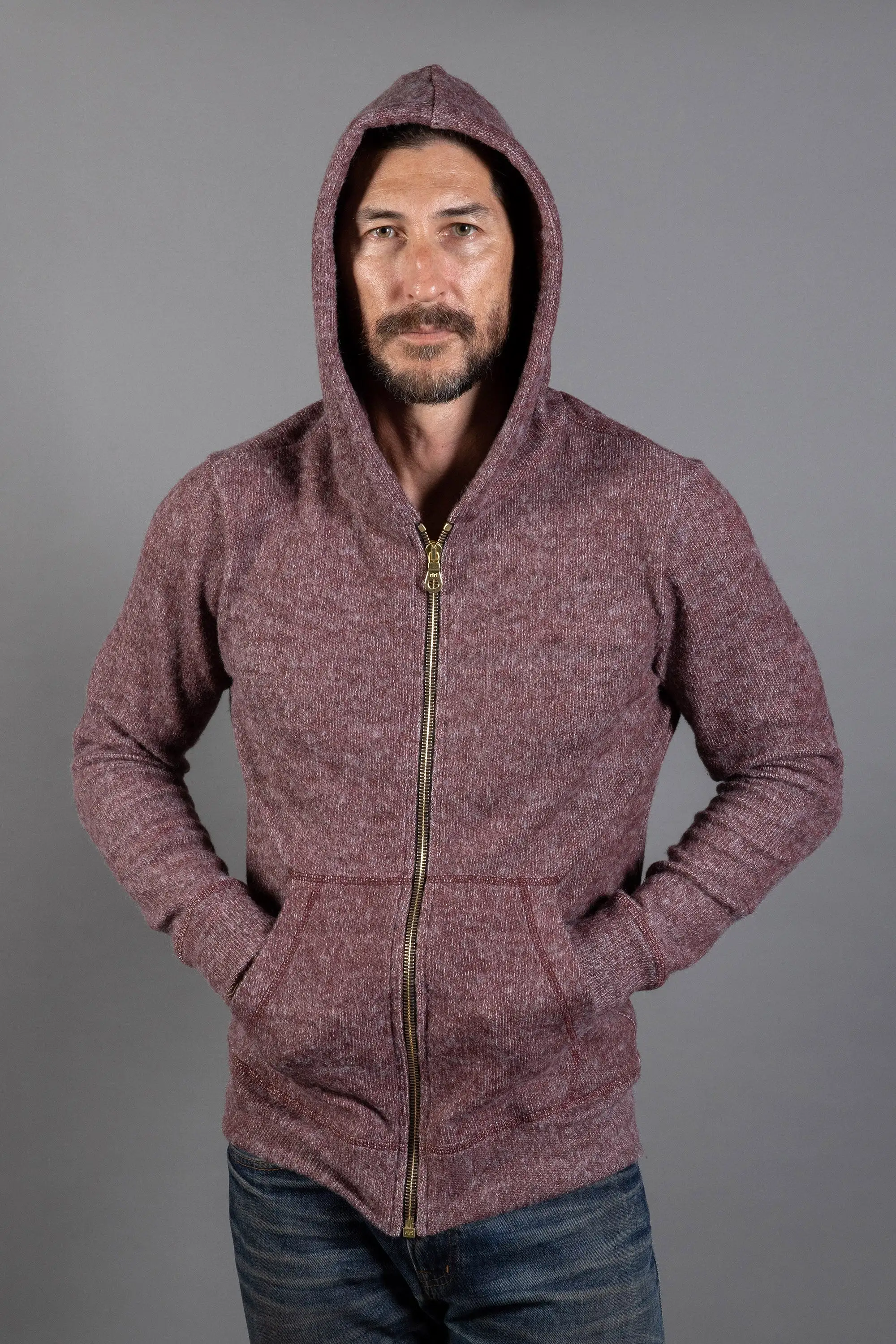 Men's Soft Knit Melange Zip Front Hoodie