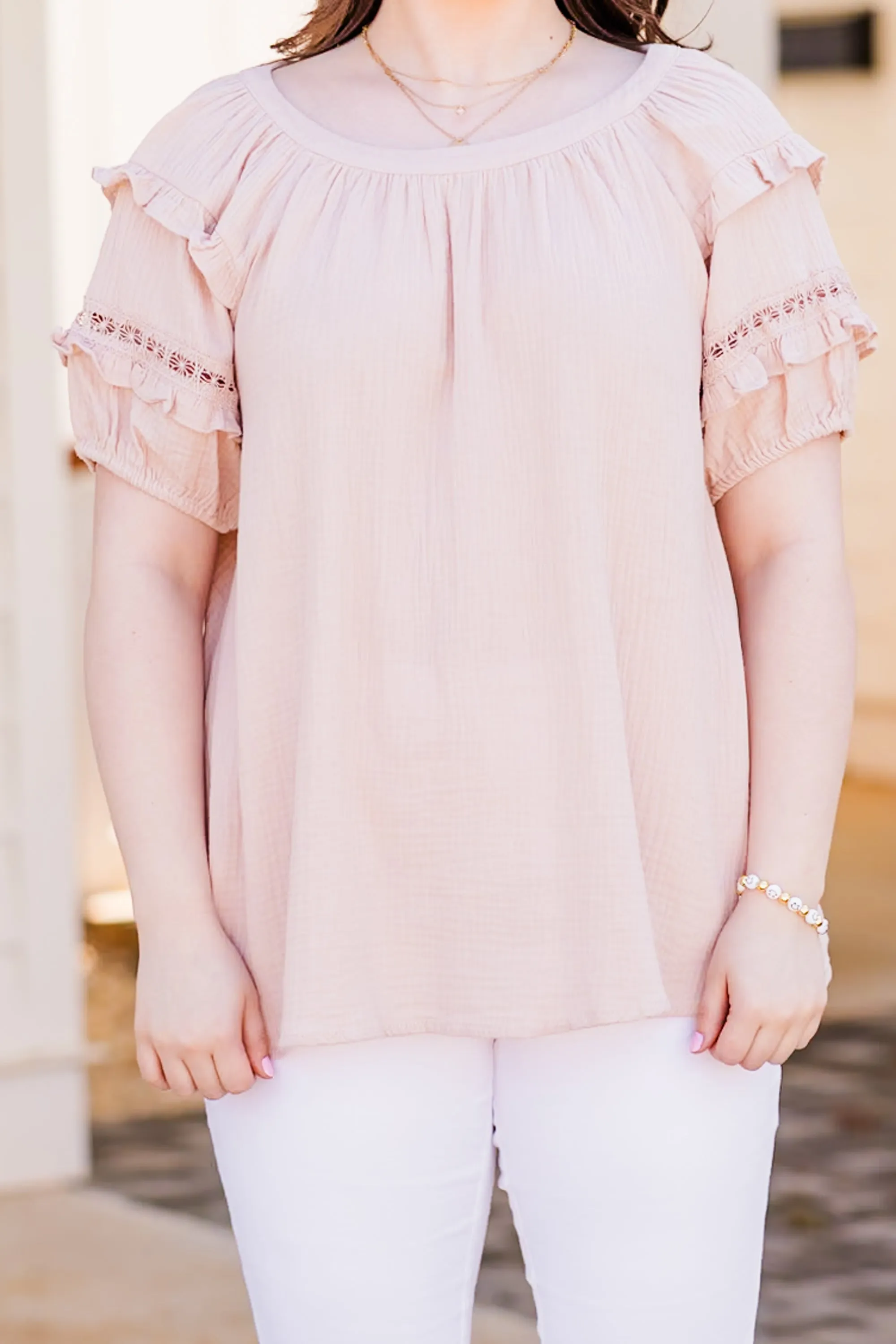 Minimalist Marvel Top, Light Pink