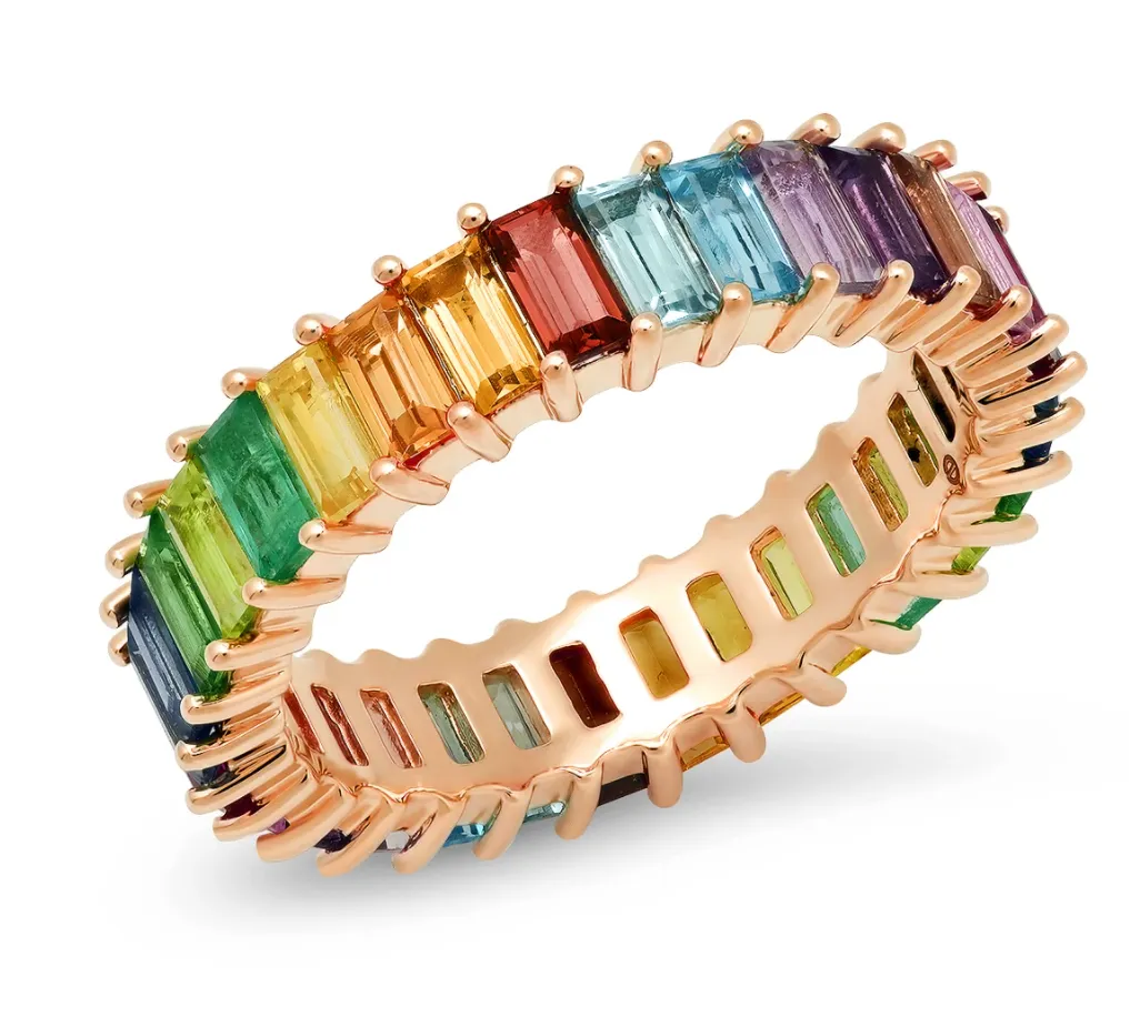 MULTI COLORED VERTICAL BAGUETTE RING