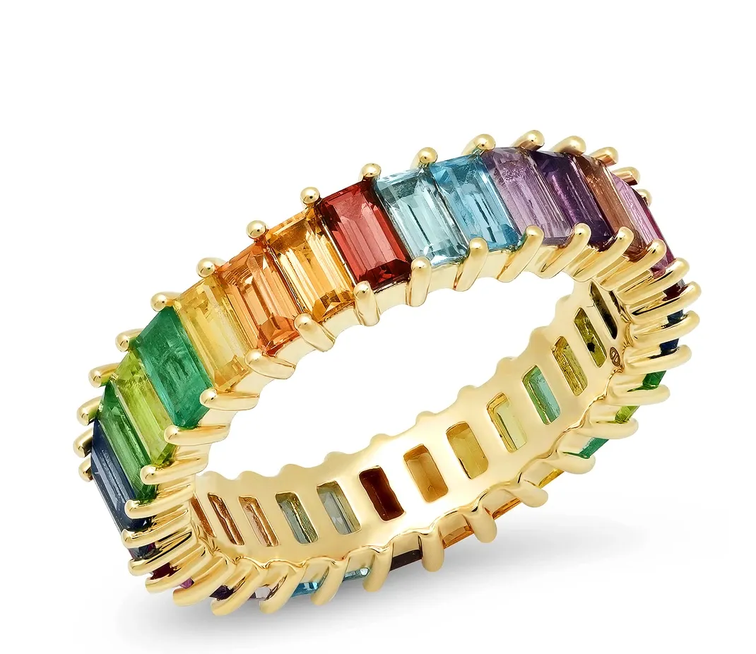 MULTI COLORED VERTICAL BAGUETTE RING