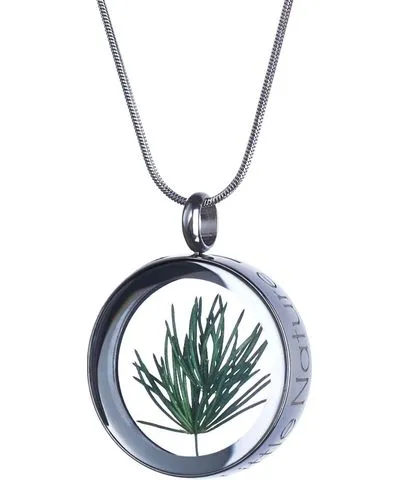 My Little Nature Women's Green Eco-Friendly Pine Needle Necklace With Magnifying Glass