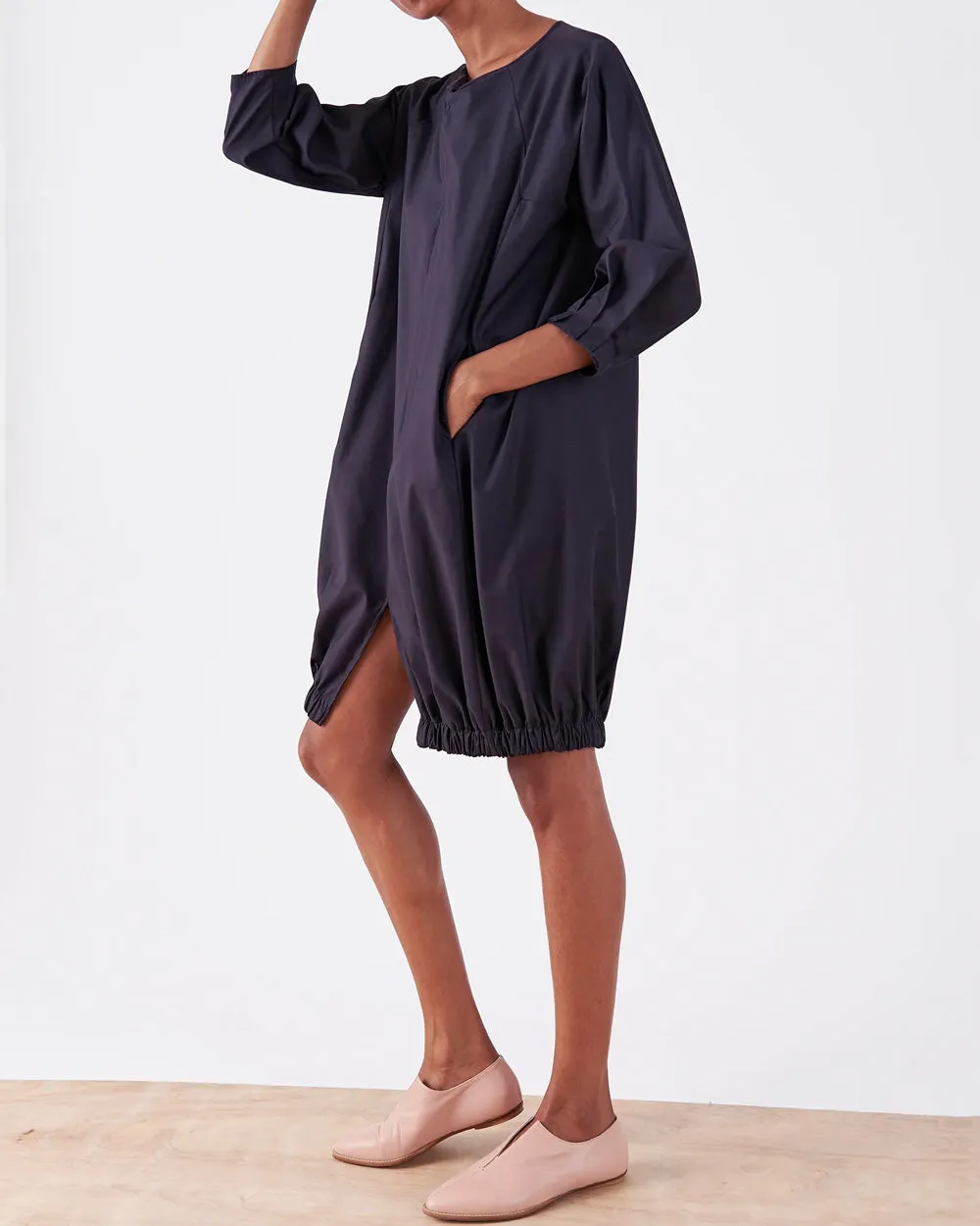 Navy Cotton Long Sleeve Luca Dress