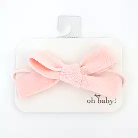 oh baby! Knitted Bow on Nylon Headband - Pale Pink