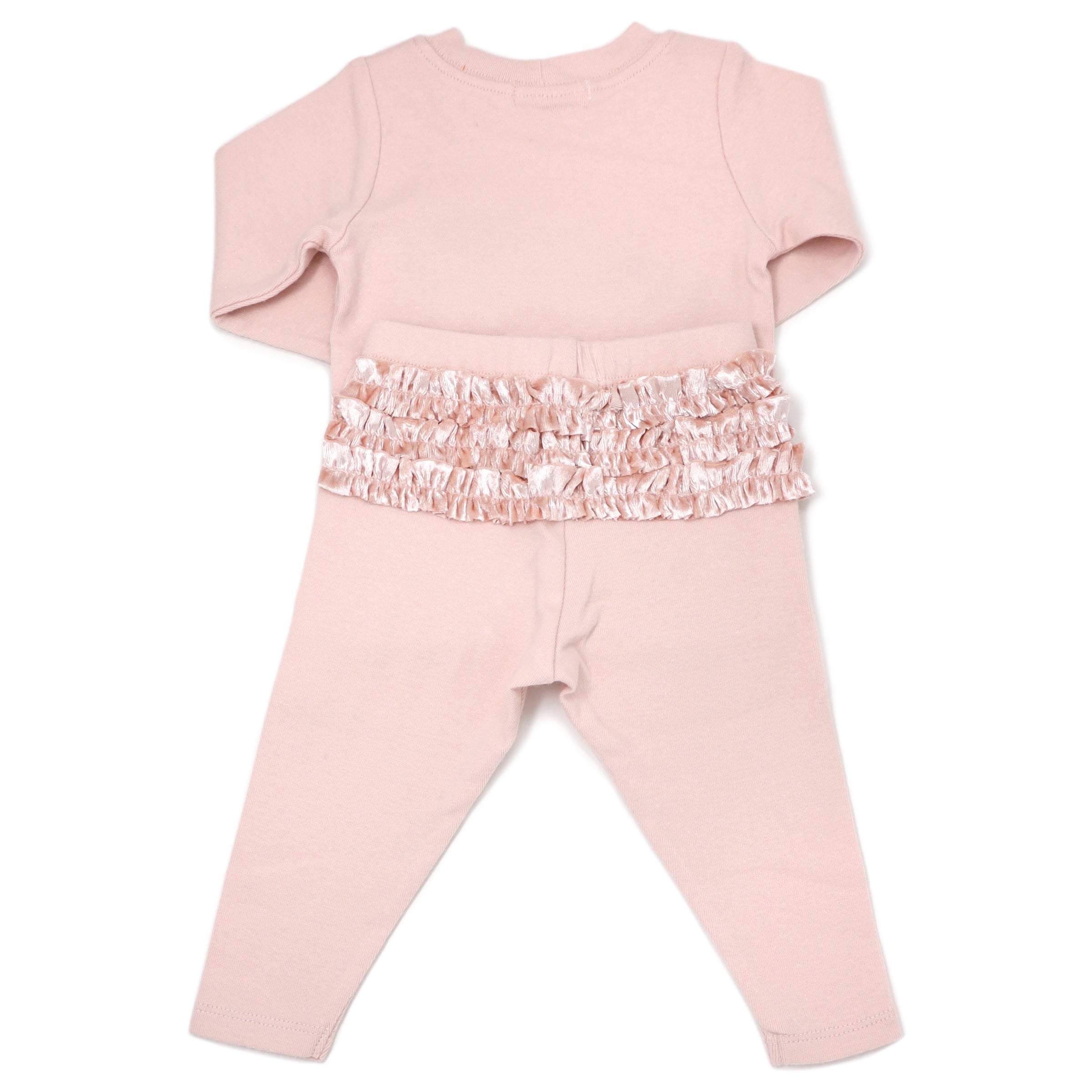 oh baby! Two Piece Set - Velvet Ruffle Heart Pink - Pale Pink