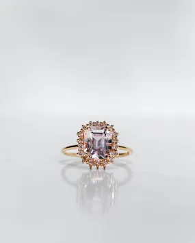 One-Of-A-Kind Morganite Halo Solitaire with Light Pink Morganite and Diamond Halo (Total 2.82 CT)