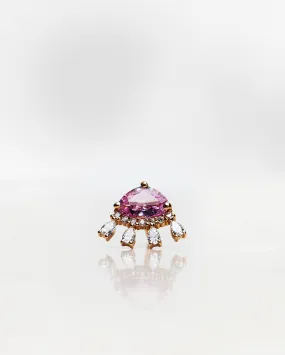 One-of-a-Kind Stud Earring with Light Pink Sapphire, Diamonds TWVS and Diamond Drops TWVS