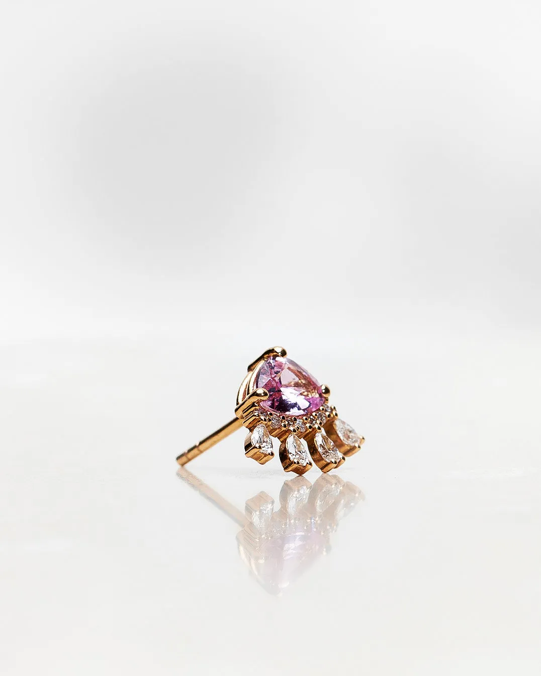 One-of-a-Kind Stud Earring with Light Pink Sapphire, Diamonds TWVS and Diamond Drops TWVS