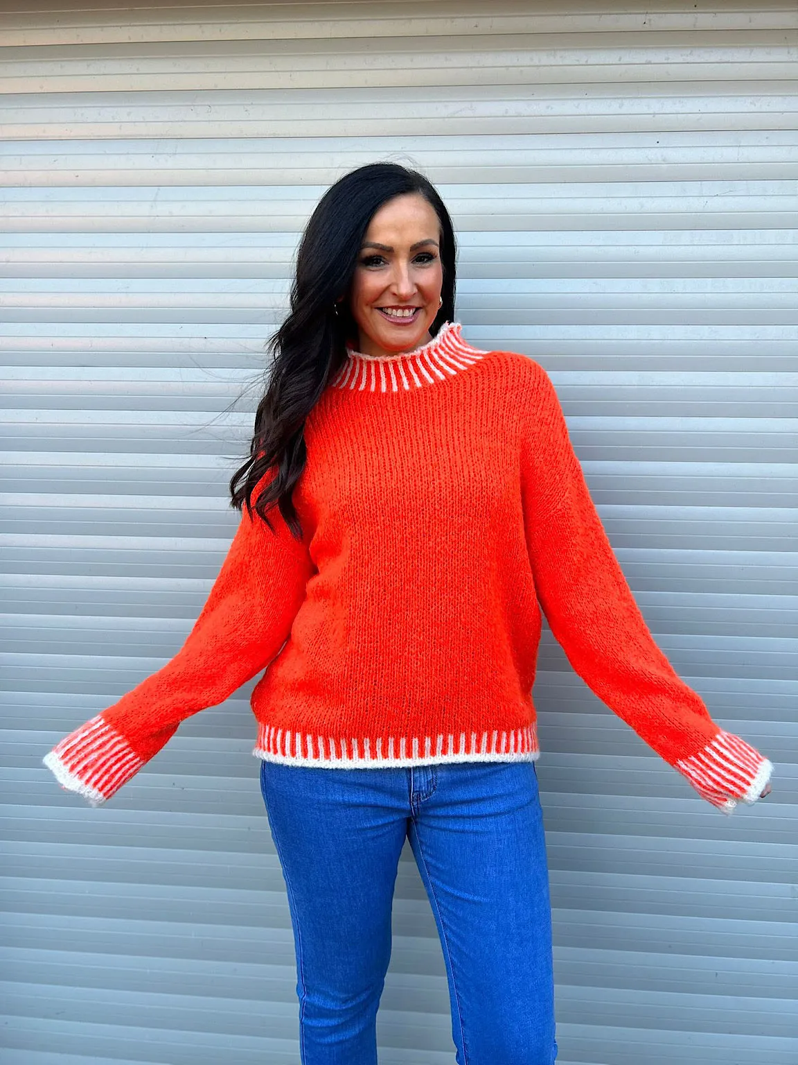 Orange High Neck Detailed Knit Eden