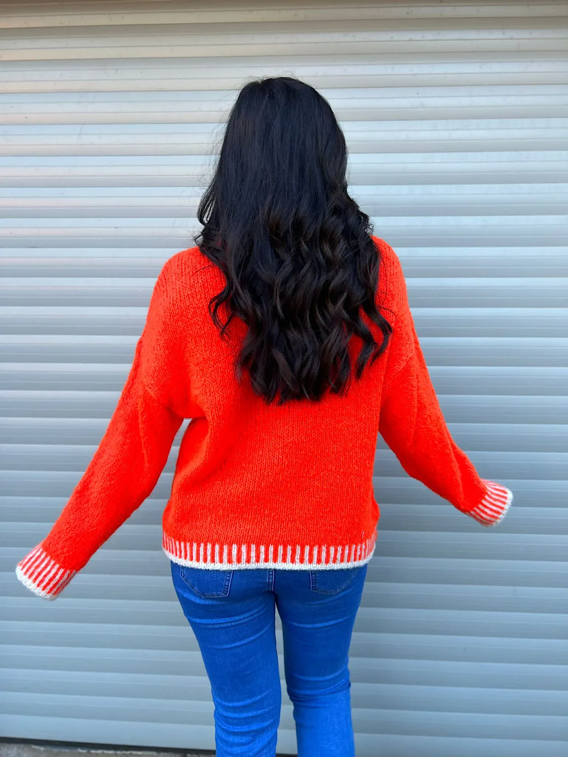 Orange High Neck Detailed Knit Eden