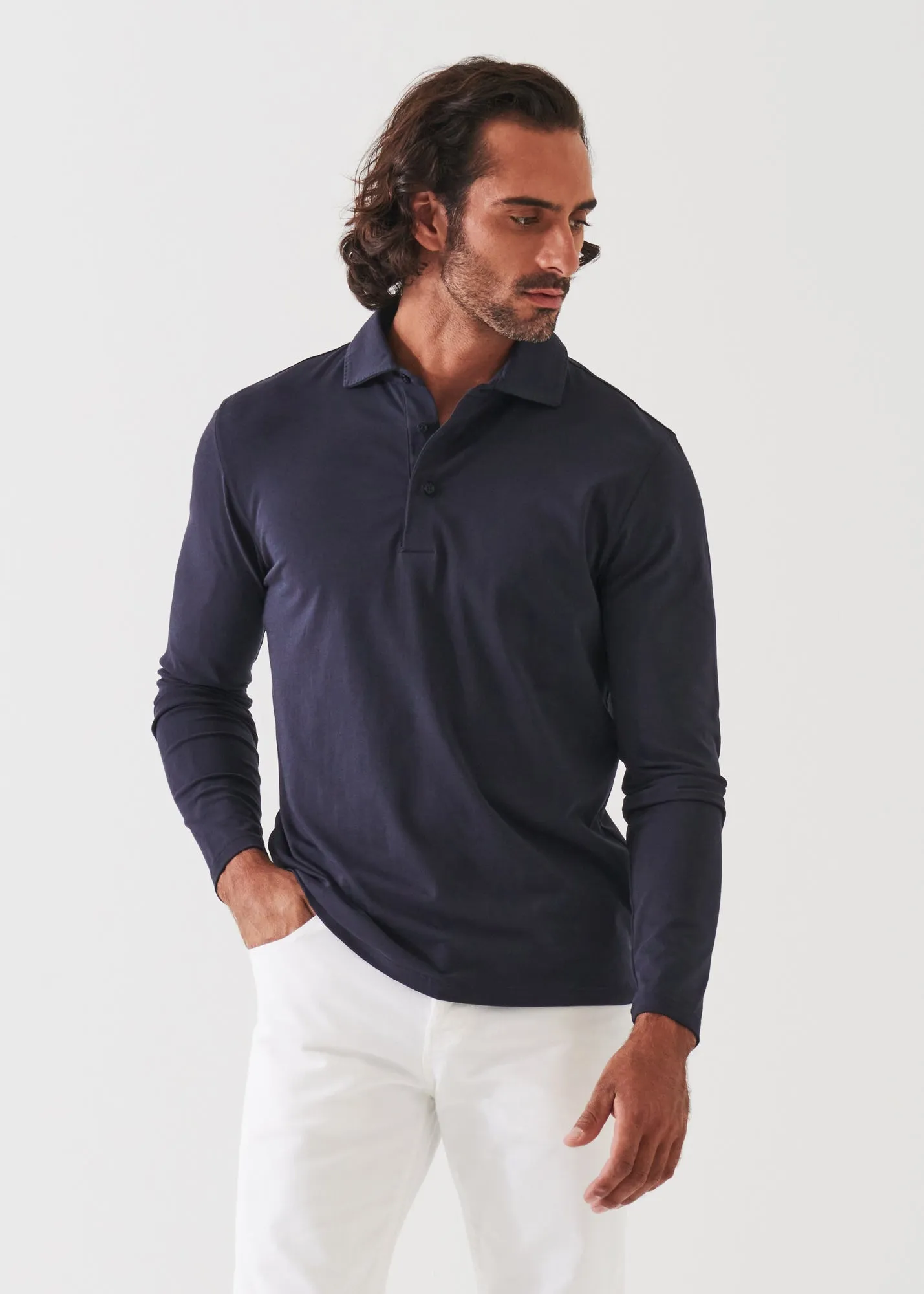 PIMA COTTON STRETCH LONG SLEEVE POLO