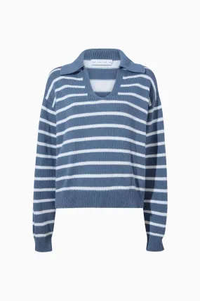 Proenza Schouler White Label Stripe Murphy Knit Sweater - Slate/ Chalk