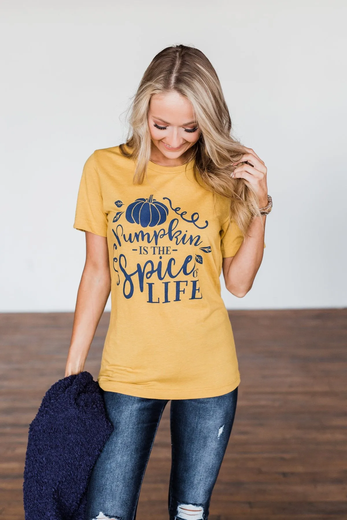 Pumpkin Is The Spice Of Life Graphic Tee- Mustard