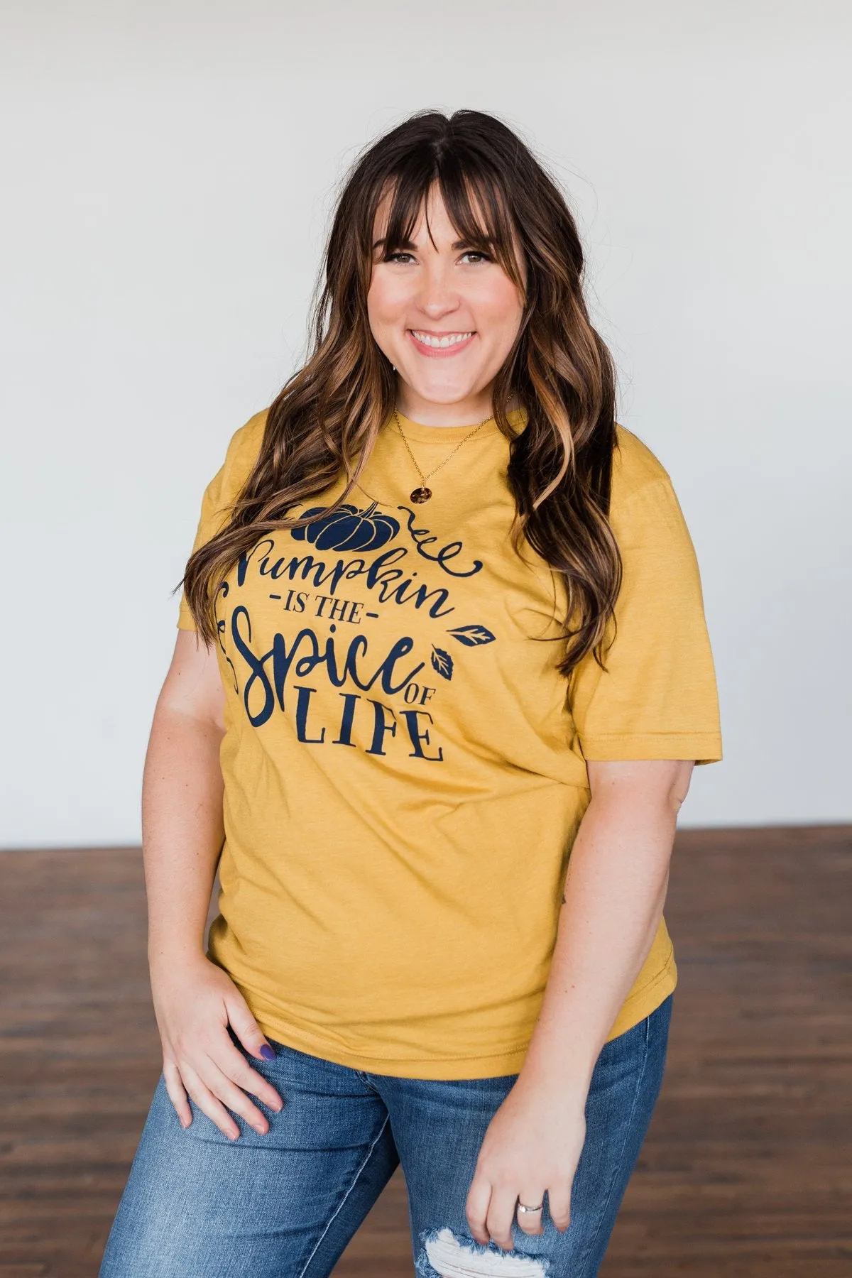 Pumpkin Is The Spice Of Life Graphic Tee- Mustard