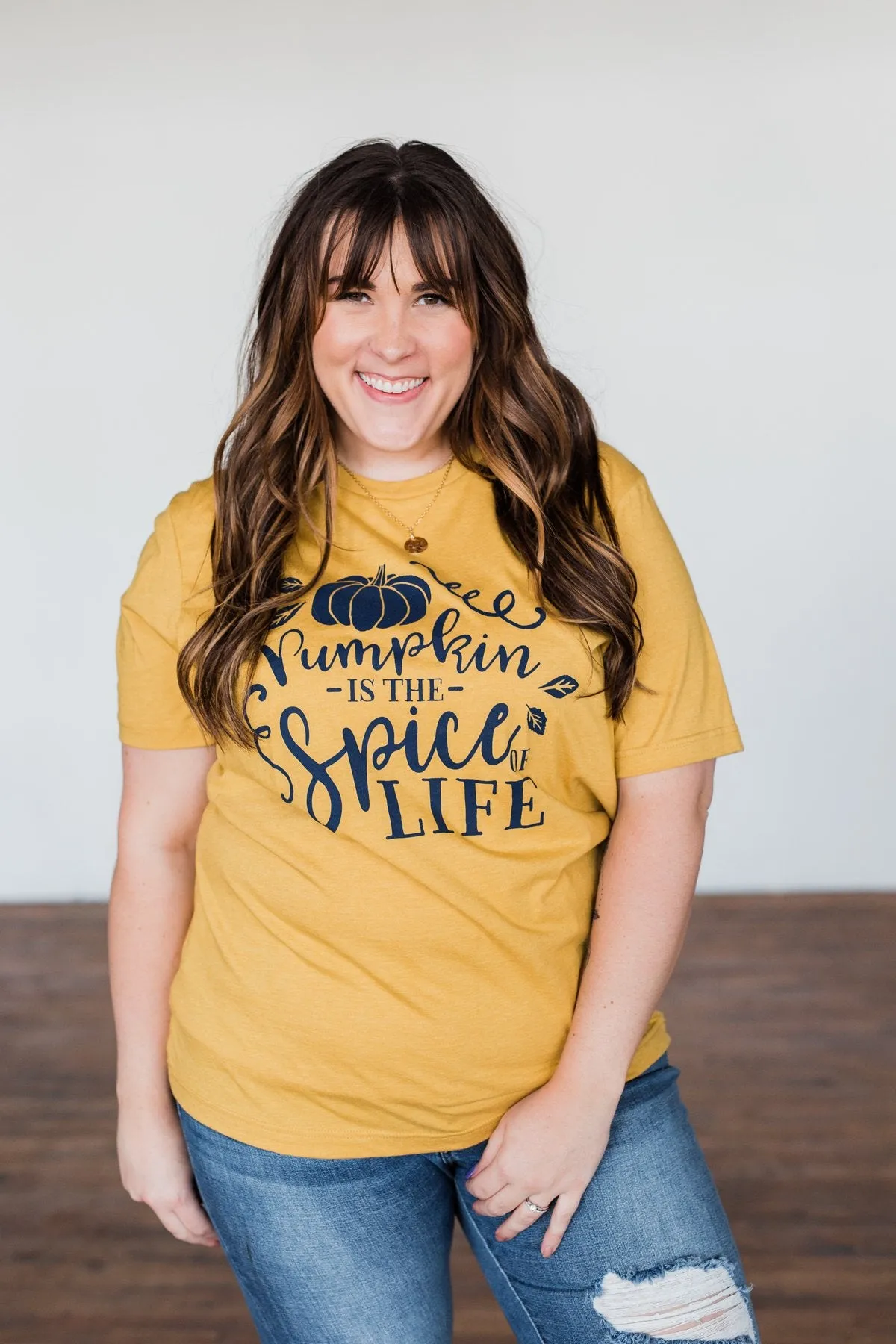 Pumpkin Is The Spice Of Life Graphic Tee- Mustard