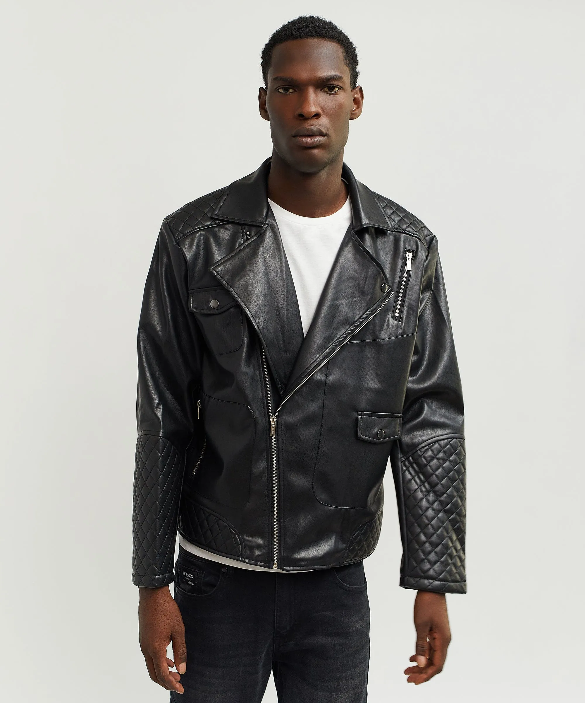 Real Solid Moto Jacket - Black