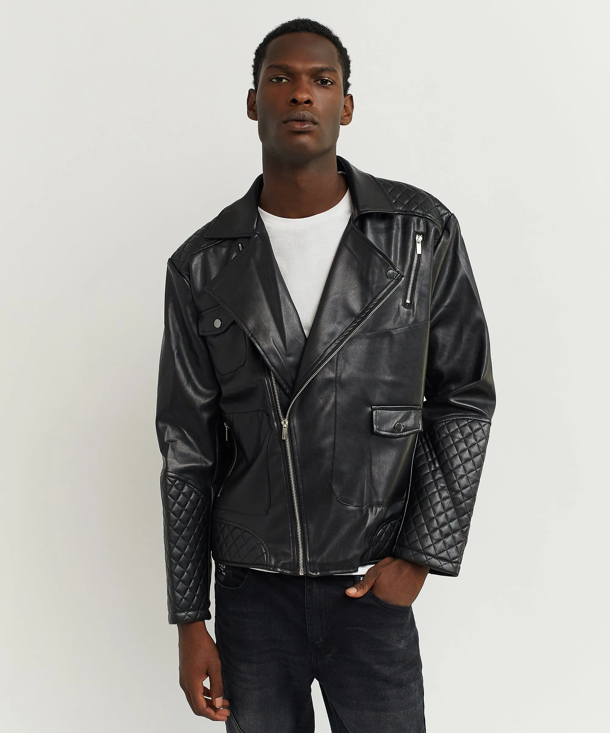 Real Solid Moto Jacket - Black