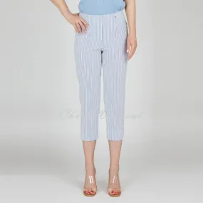 Robell Marie 07 Stripe Capri Trouser 51659-54370-69 (Navy)