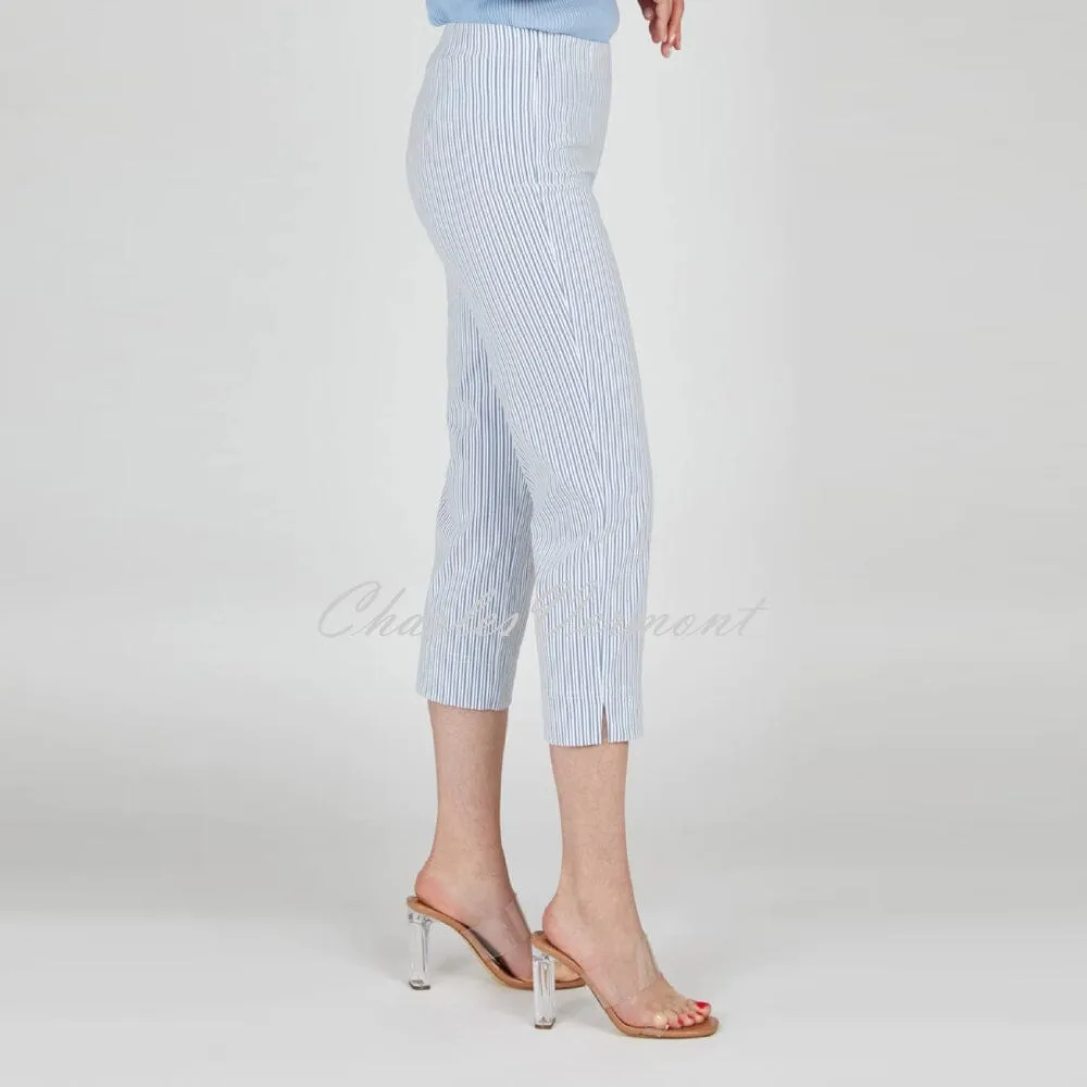 Robell Marie 07 Stripe Capri Trouser 51659-54370-69 (Navy)