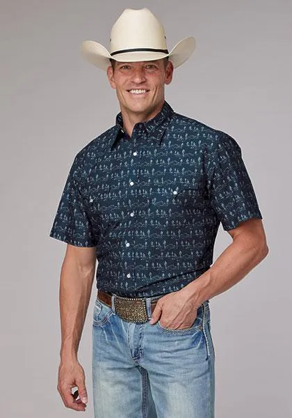 Roper Blue Western Short Sleeve