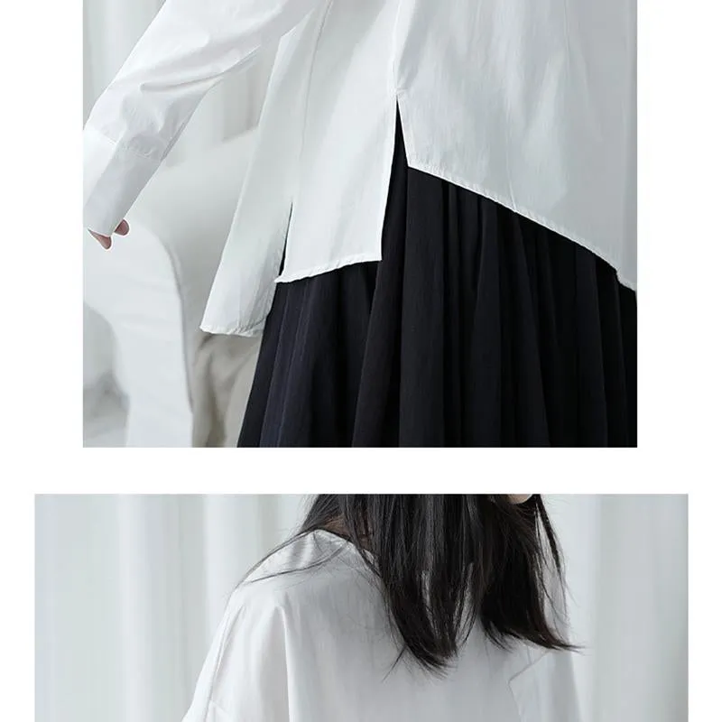 Saburo Irregular Long Sleeve Shirt - White