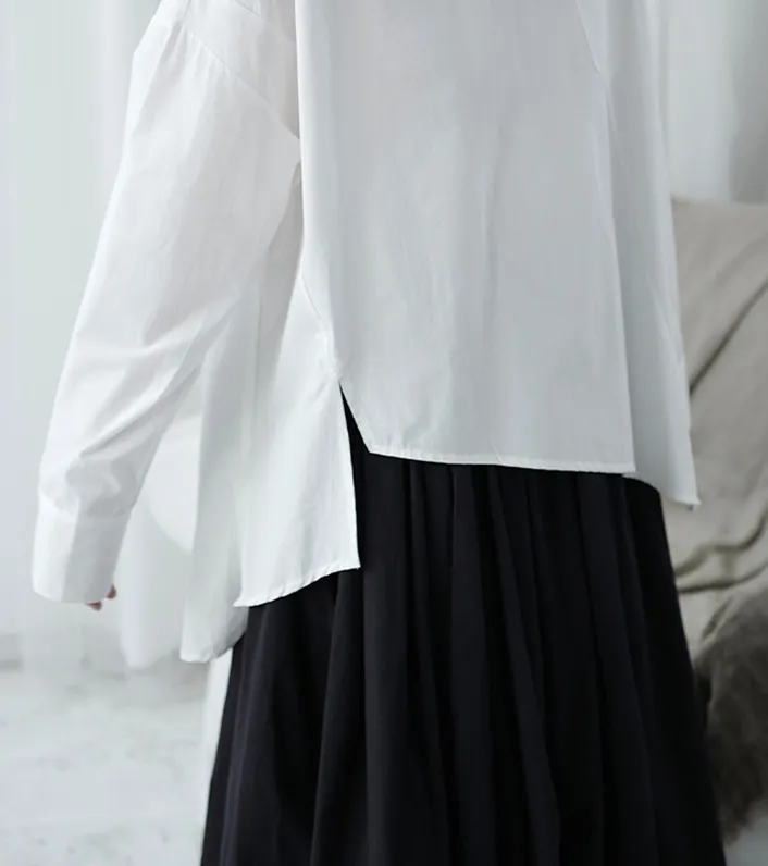 Saburo Irregular Long Sleeve Shirt - White