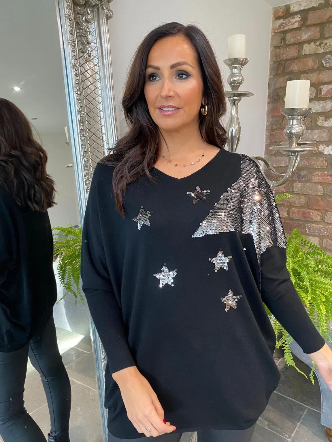 Sequin Star Fine Knit Jumper Nella