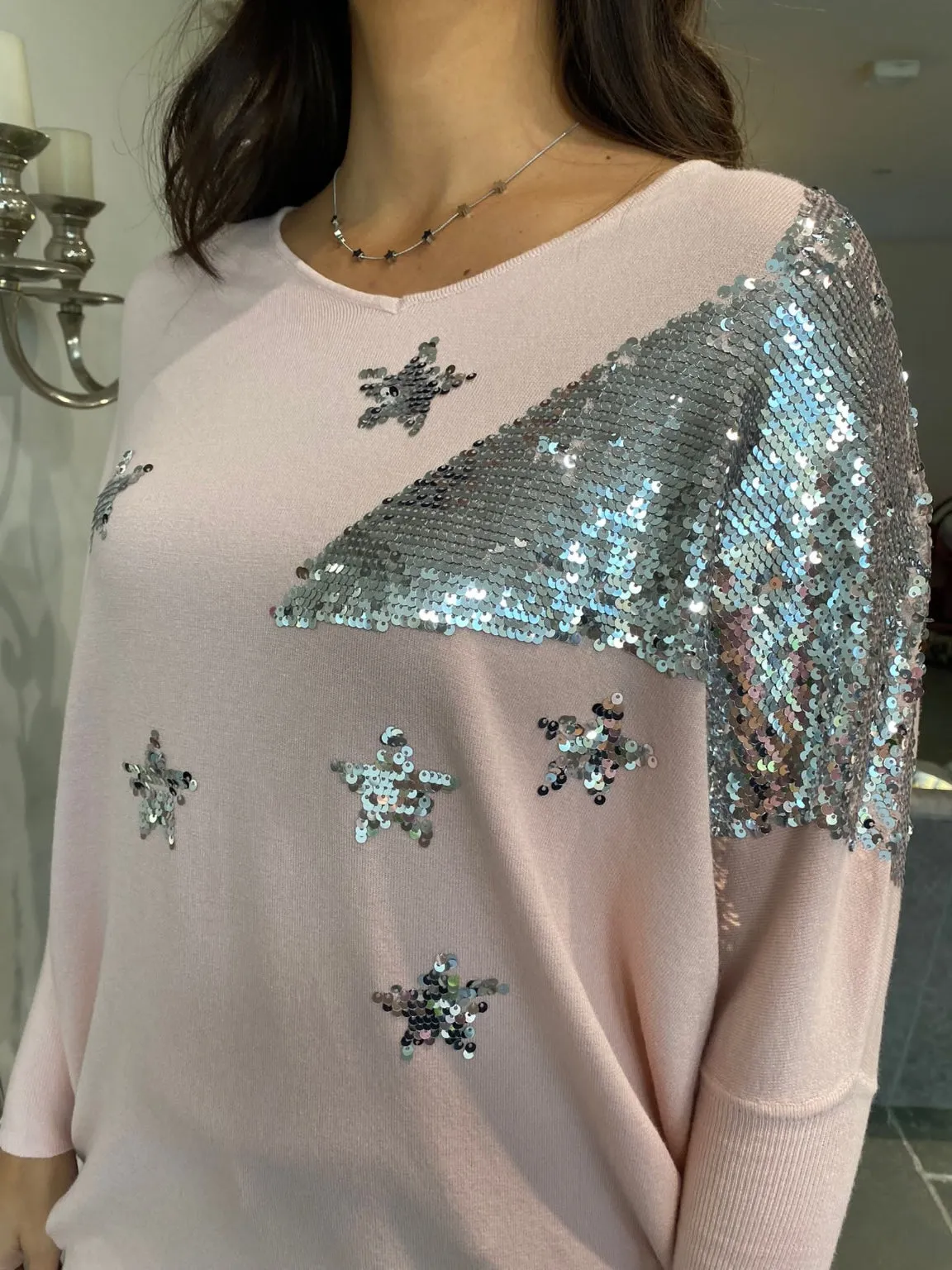 Sequin Star Fine Knit Jumper Nella