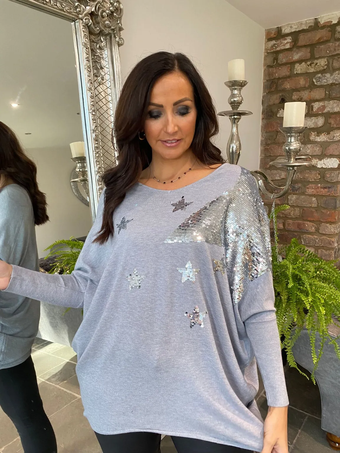 Sequin Star Fine Knit Jumper Nella