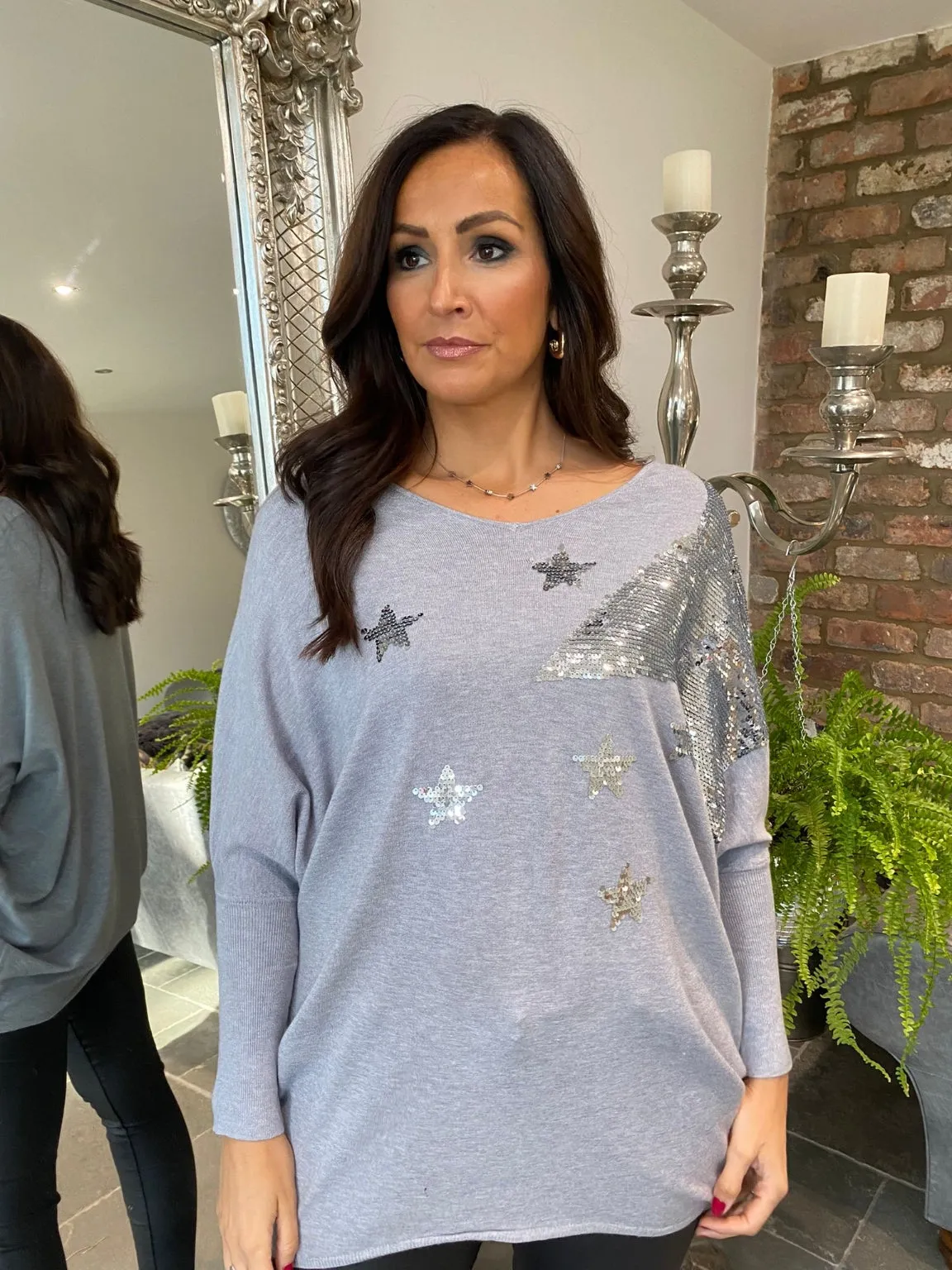 Sequin Star Fine Knit Jumper Nella