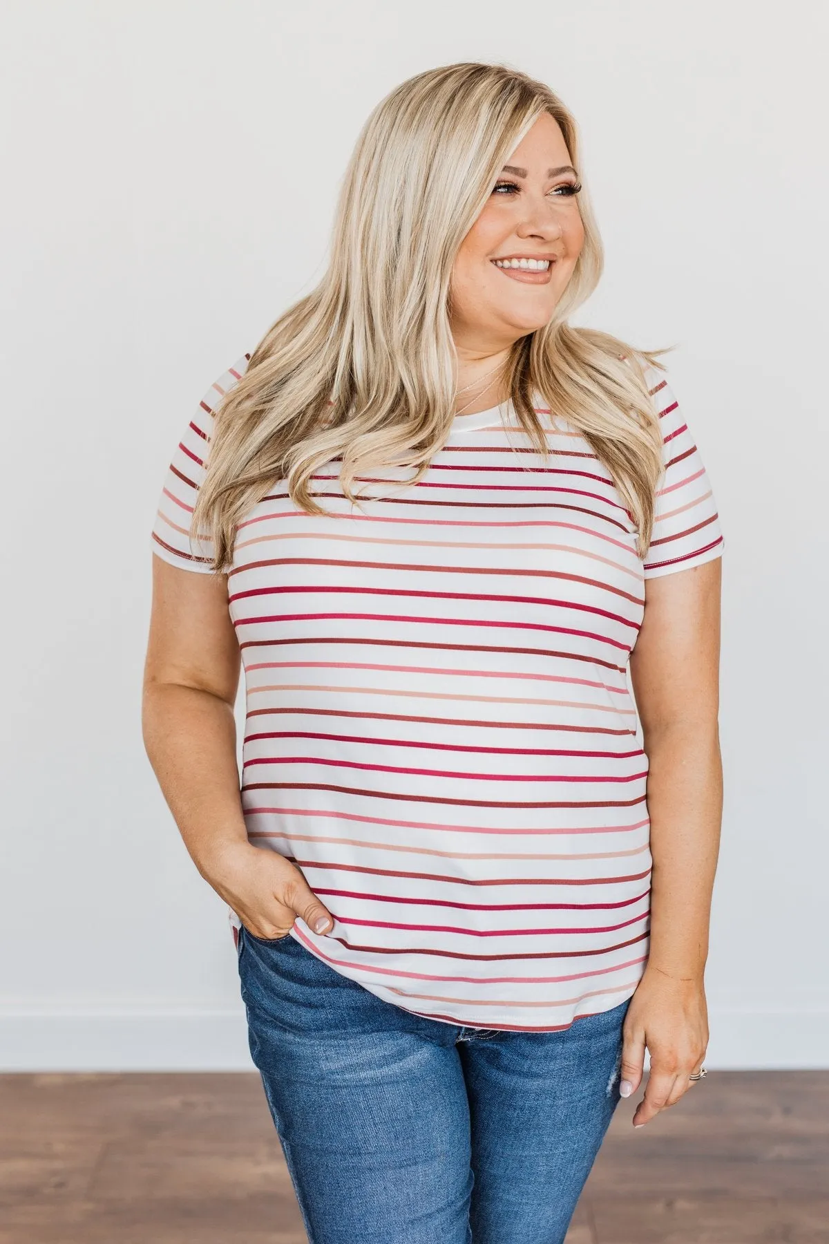 Shades Of Autumn Striped Top- Wine, Burgundy & Pink