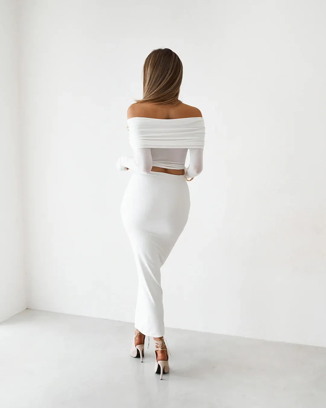 Sheer Long Sleeve Top - White